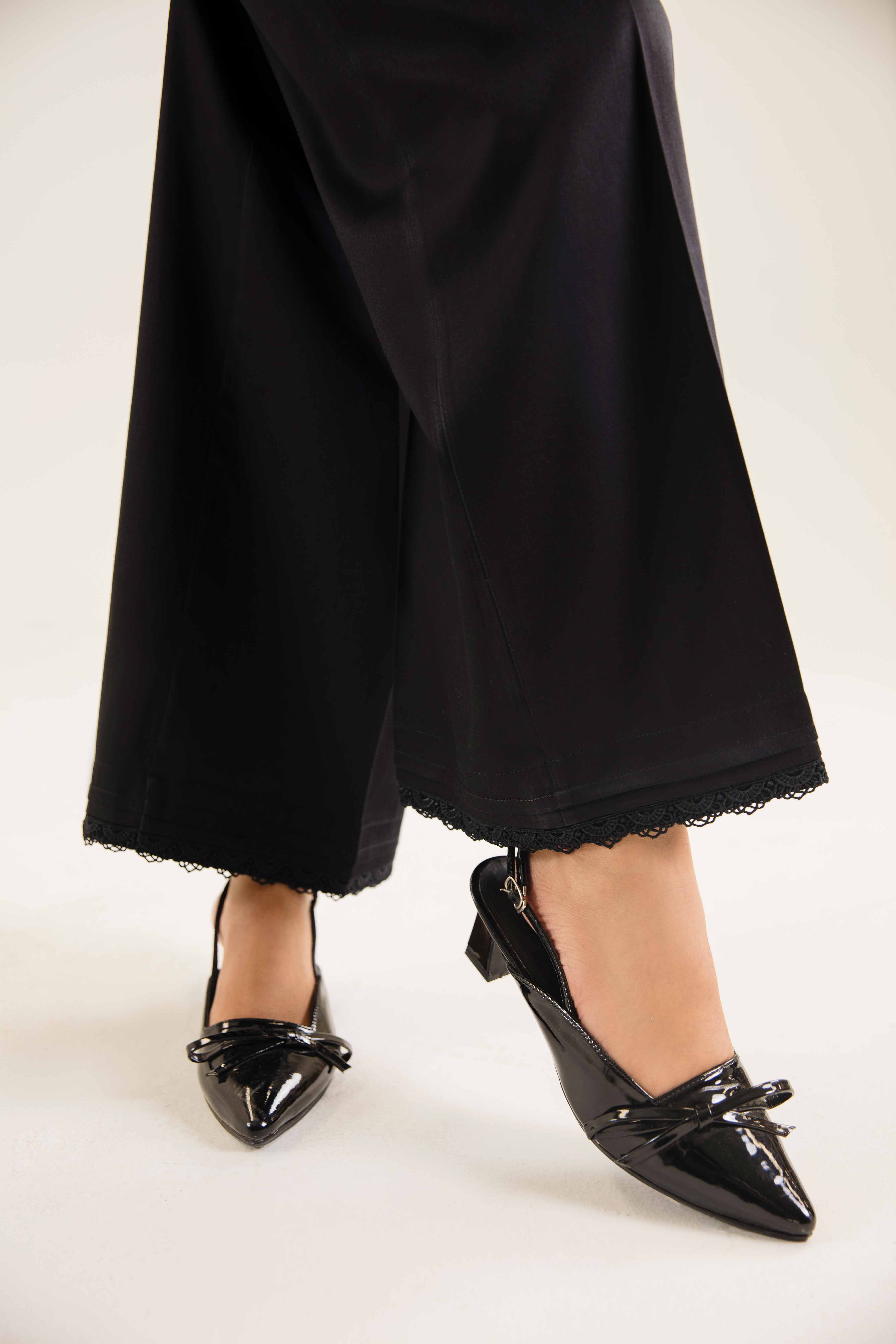 NishatUK - Black Solids  Satin 1-piece ready to wear Trouser