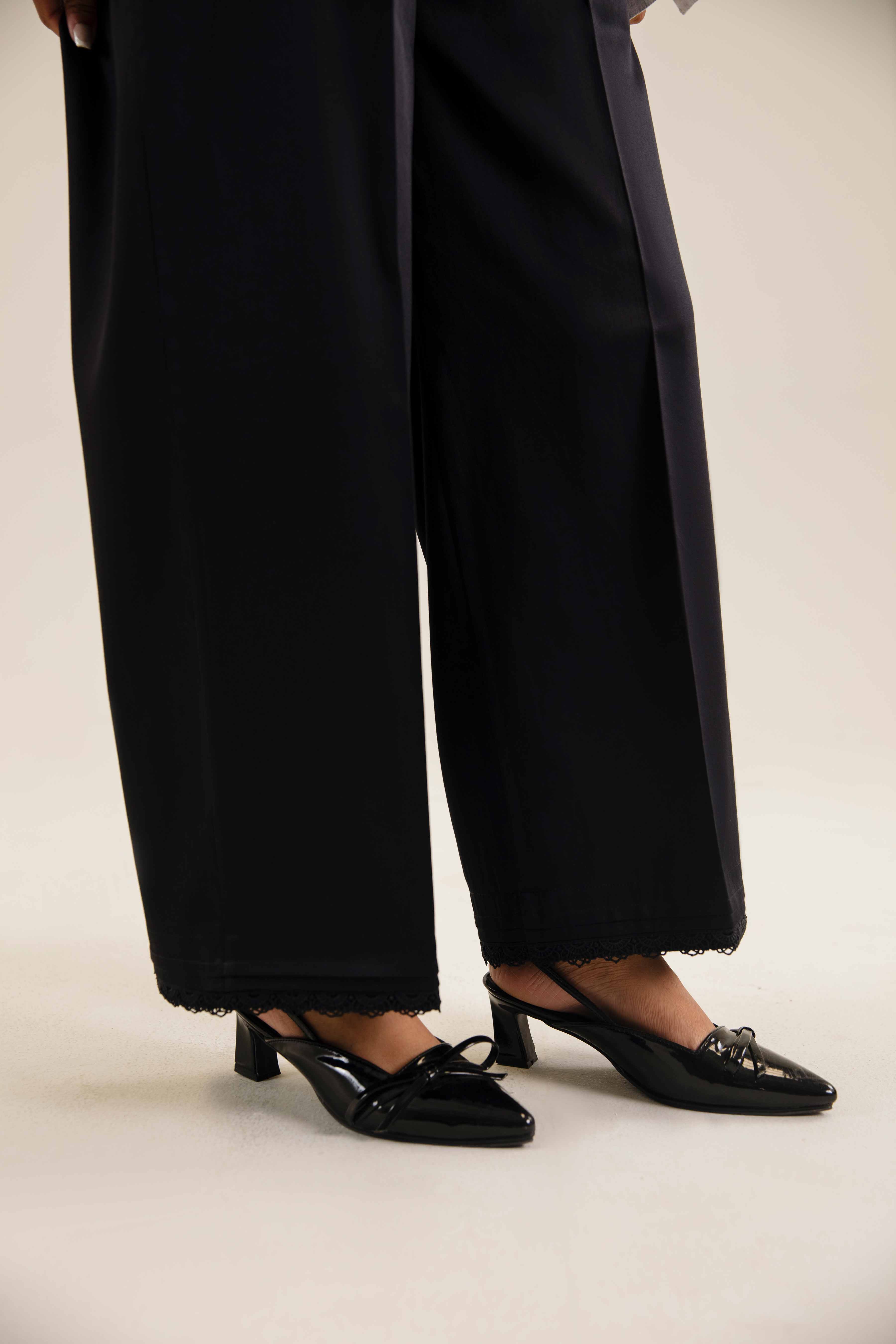 NishatUK - Black Solids  Satin 1-piece ready to wear Trouser