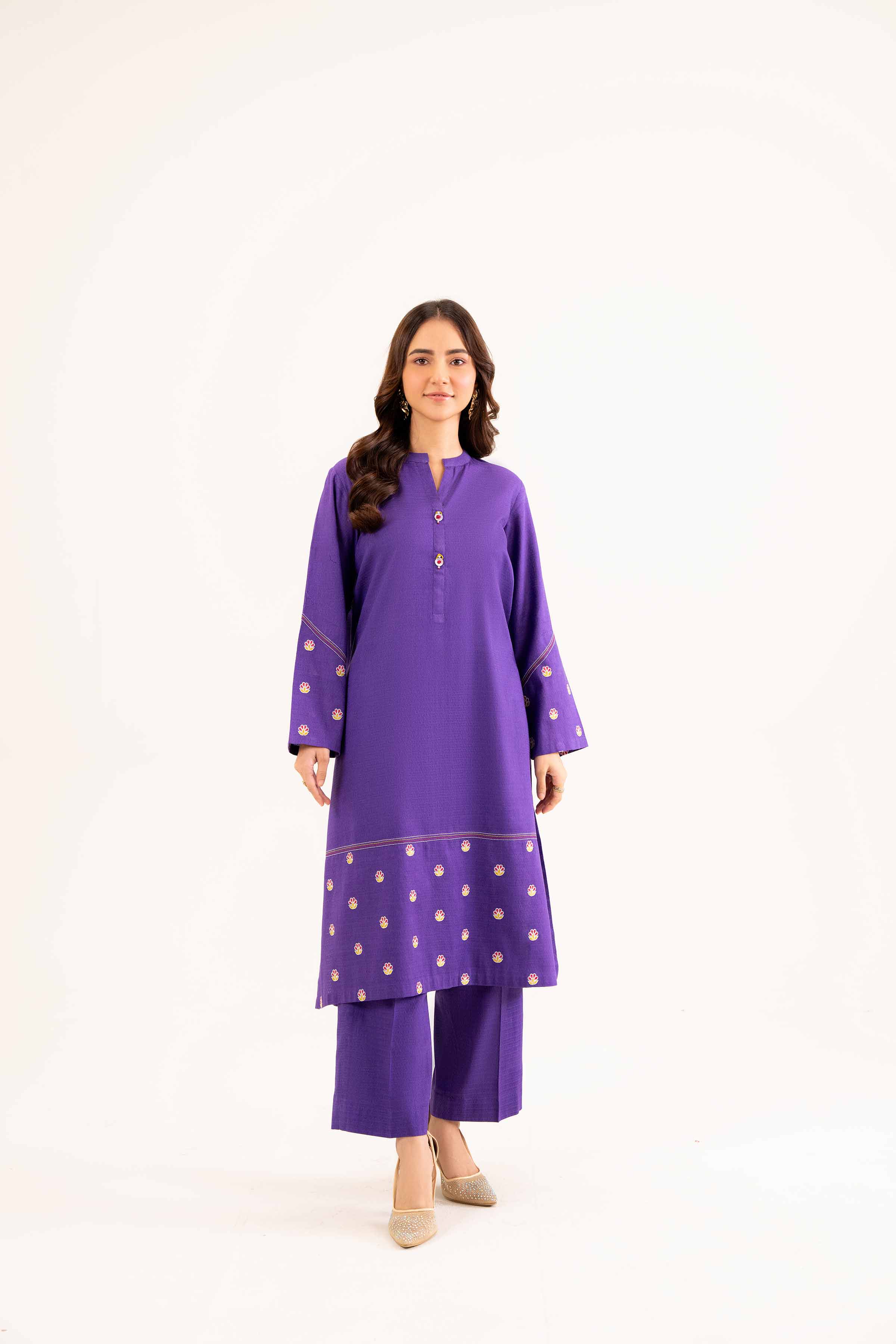 NishatUK - Brown Embroidered  Dobby 2-piece ready to wear Dress