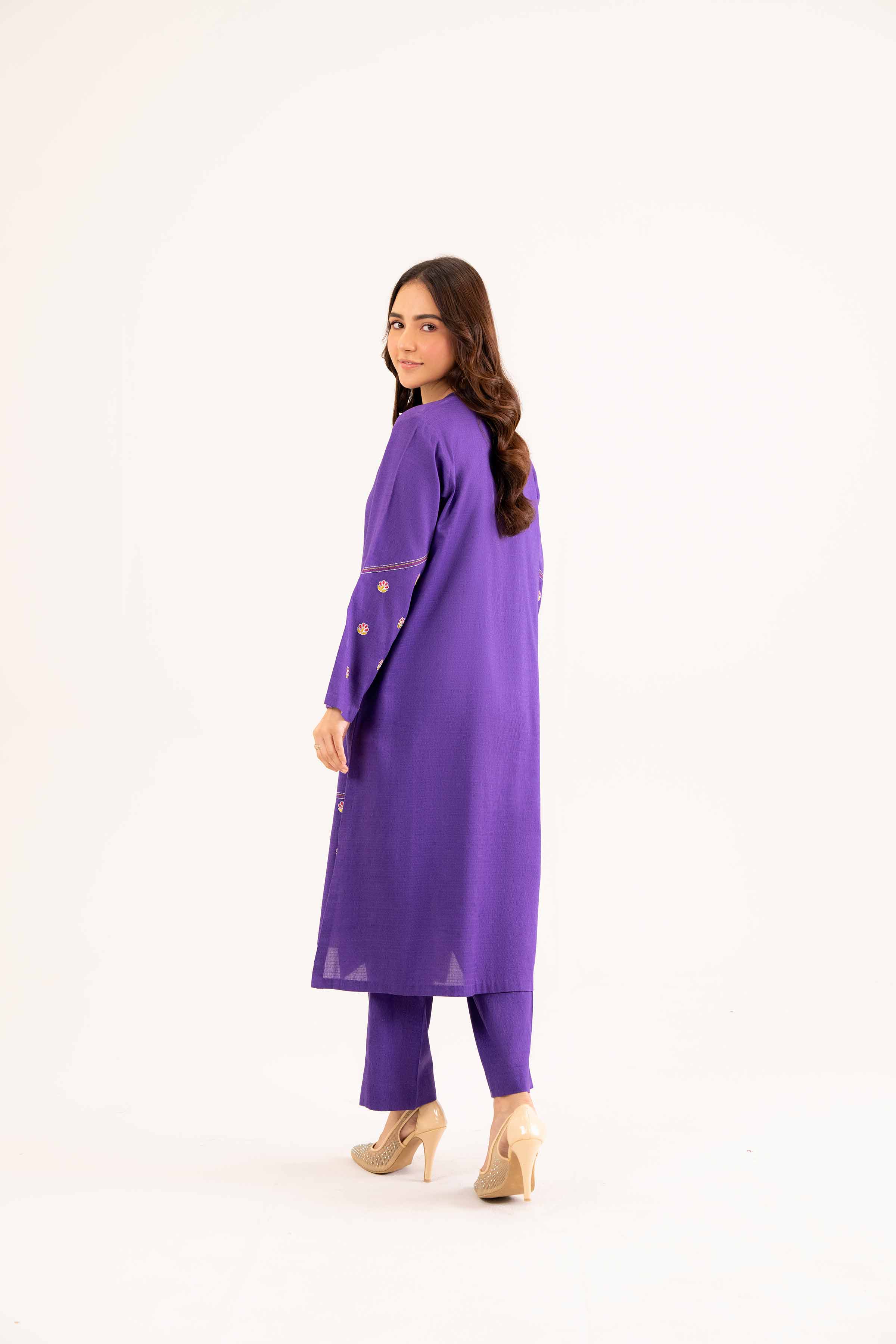 NishatUK - Brown Embroidered  Dobby 2-piece ready to wear Dress
