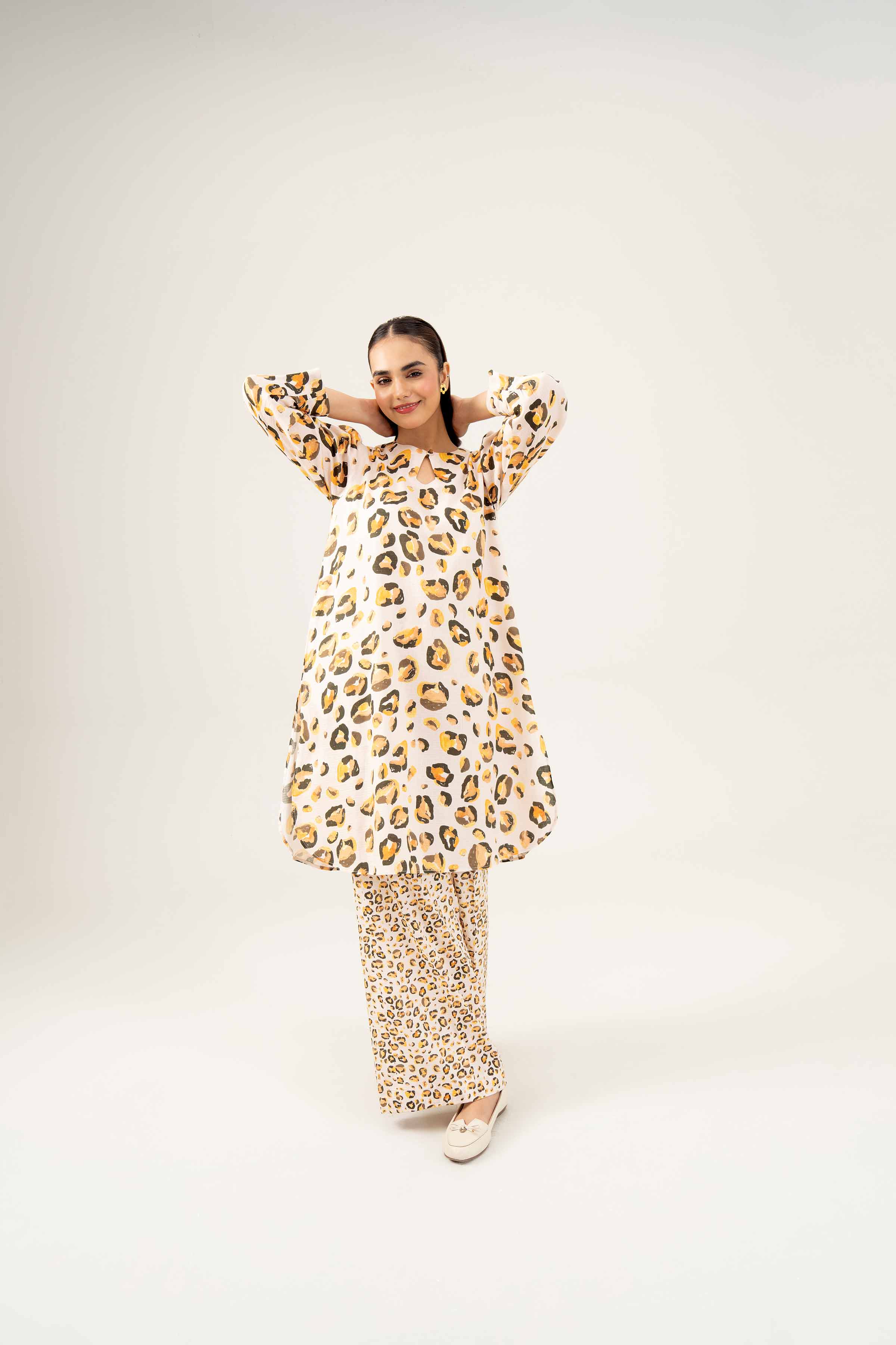NishatUK - Brown Printed Dobby 2-piece ready to wear Dress