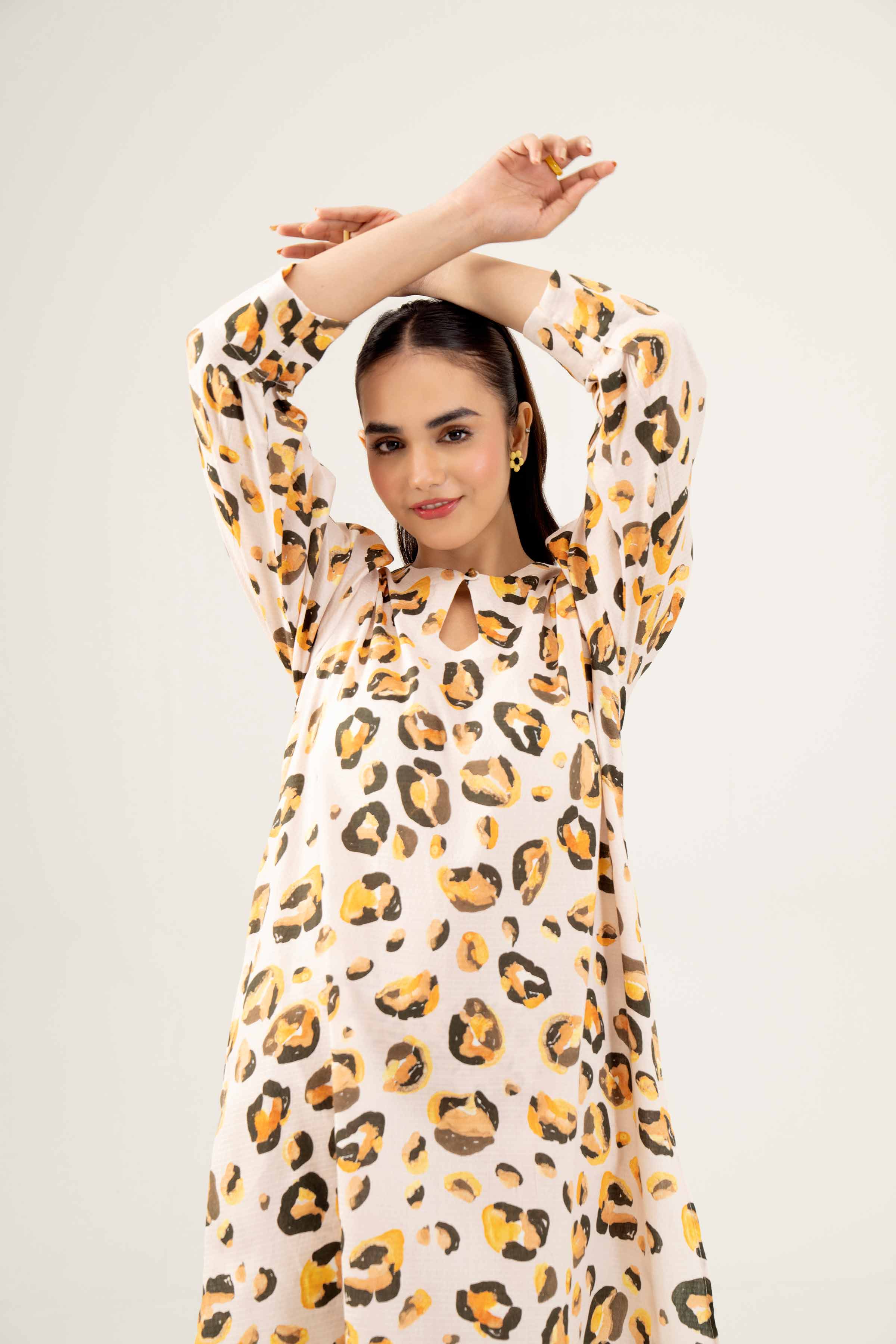 NishatUK - Brown Printed Dobby 2-piece ready to wear Dress