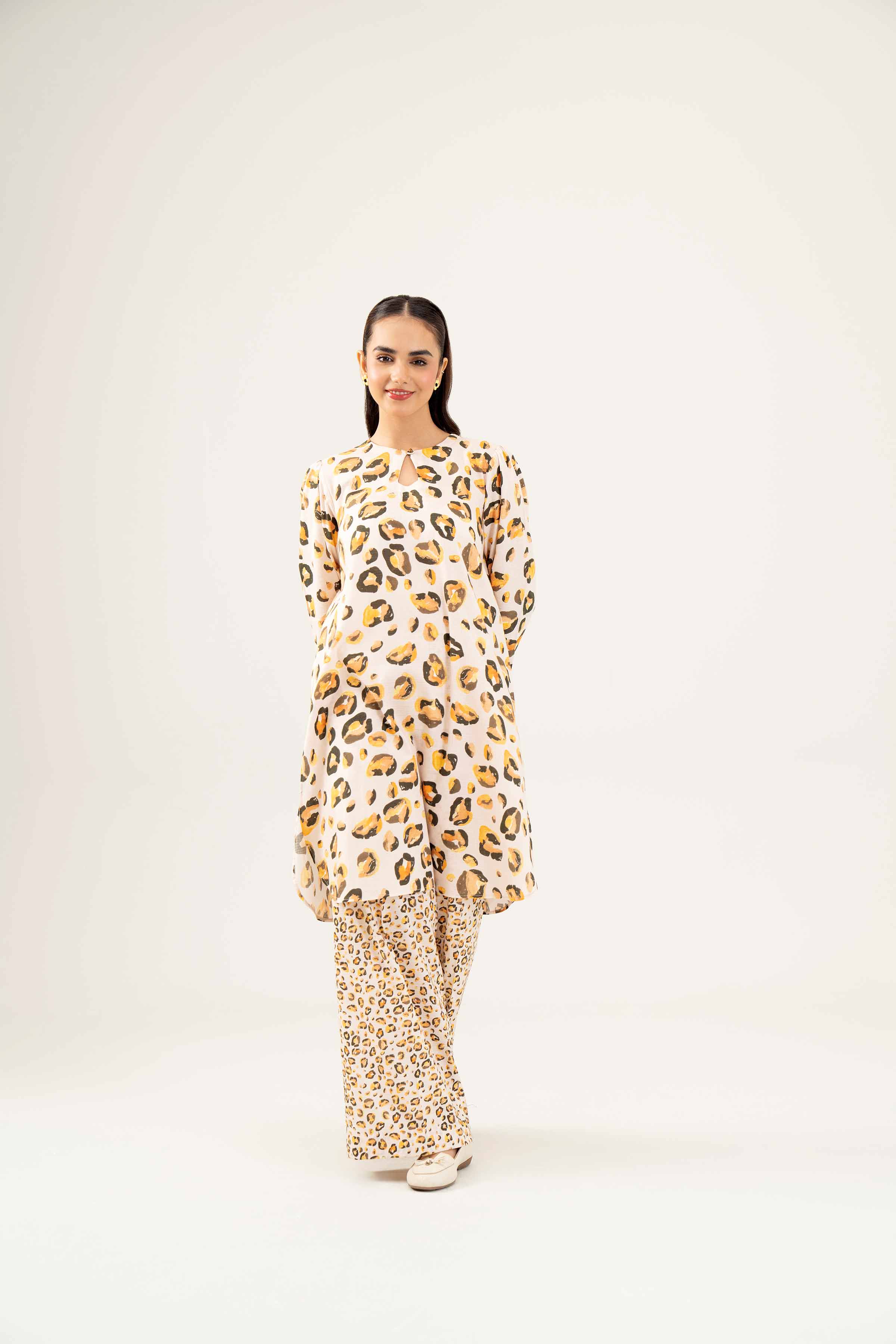 NishatUK - Brown Printed Dobby 2-piece ready to wear Dress