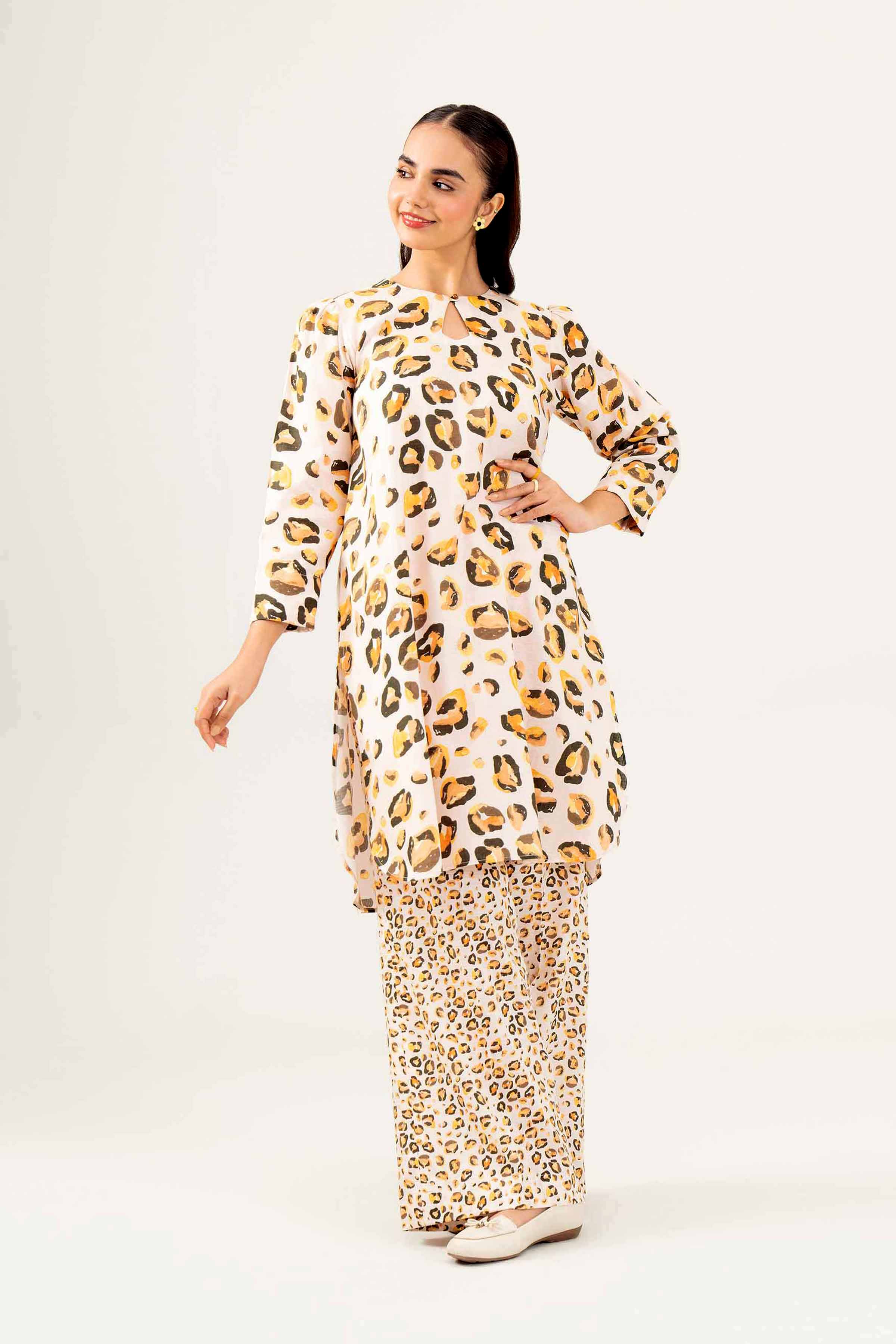 NishatUK - Brown Printed Dobby 2-piece ready to wear Dress