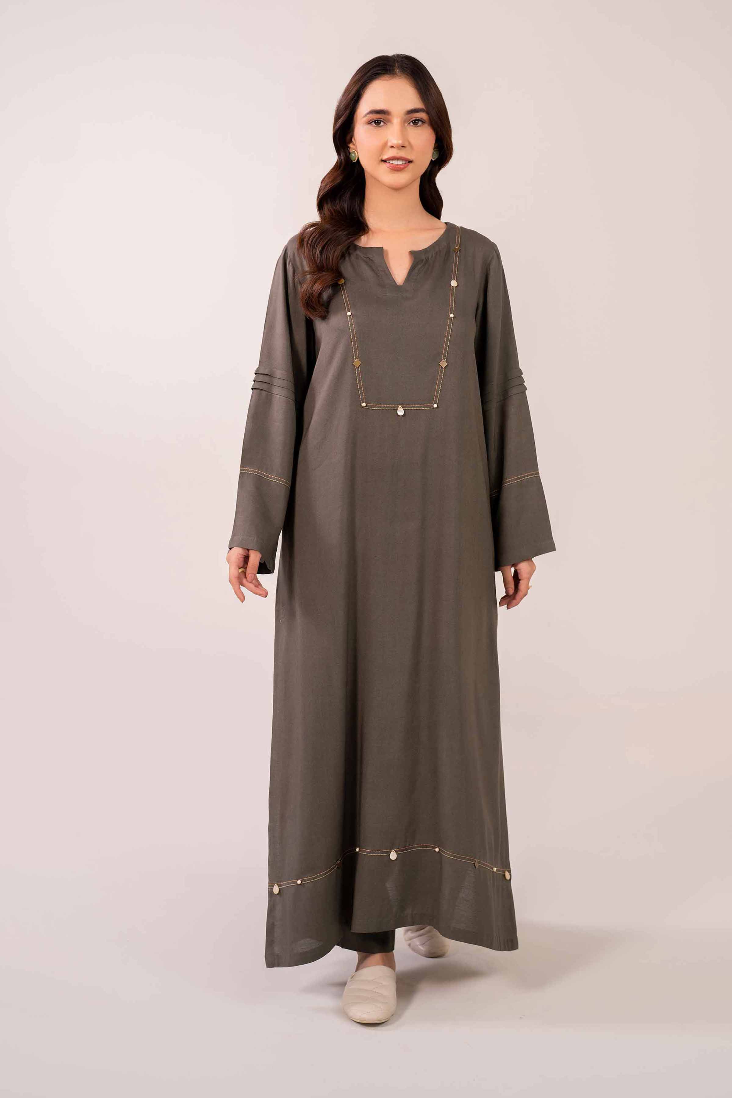 NishatUK - Brown Solids Linen 2-piece ready to wear Dress