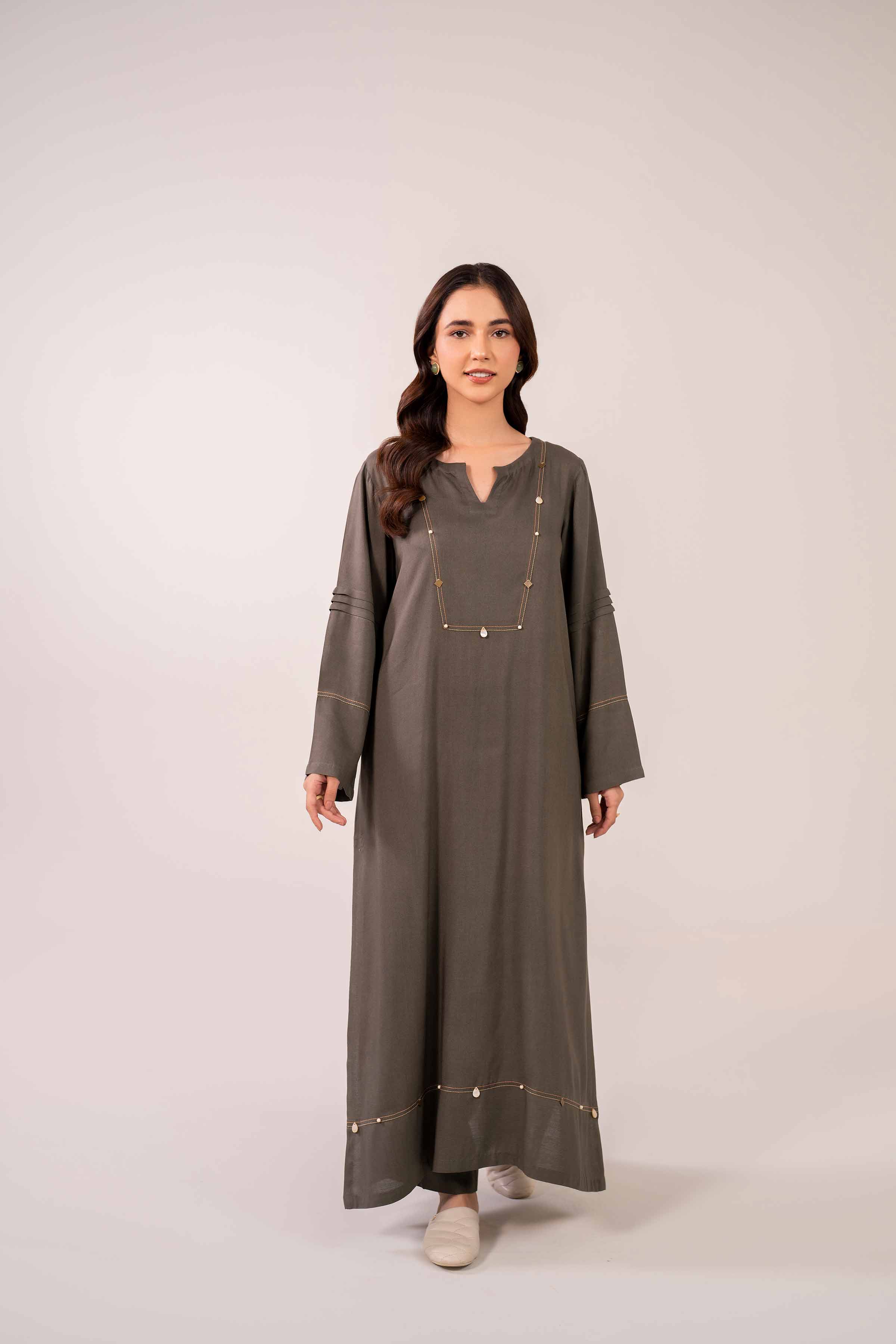 NishatUK - Brown Solids Linen 2-piece ready to wear Dress