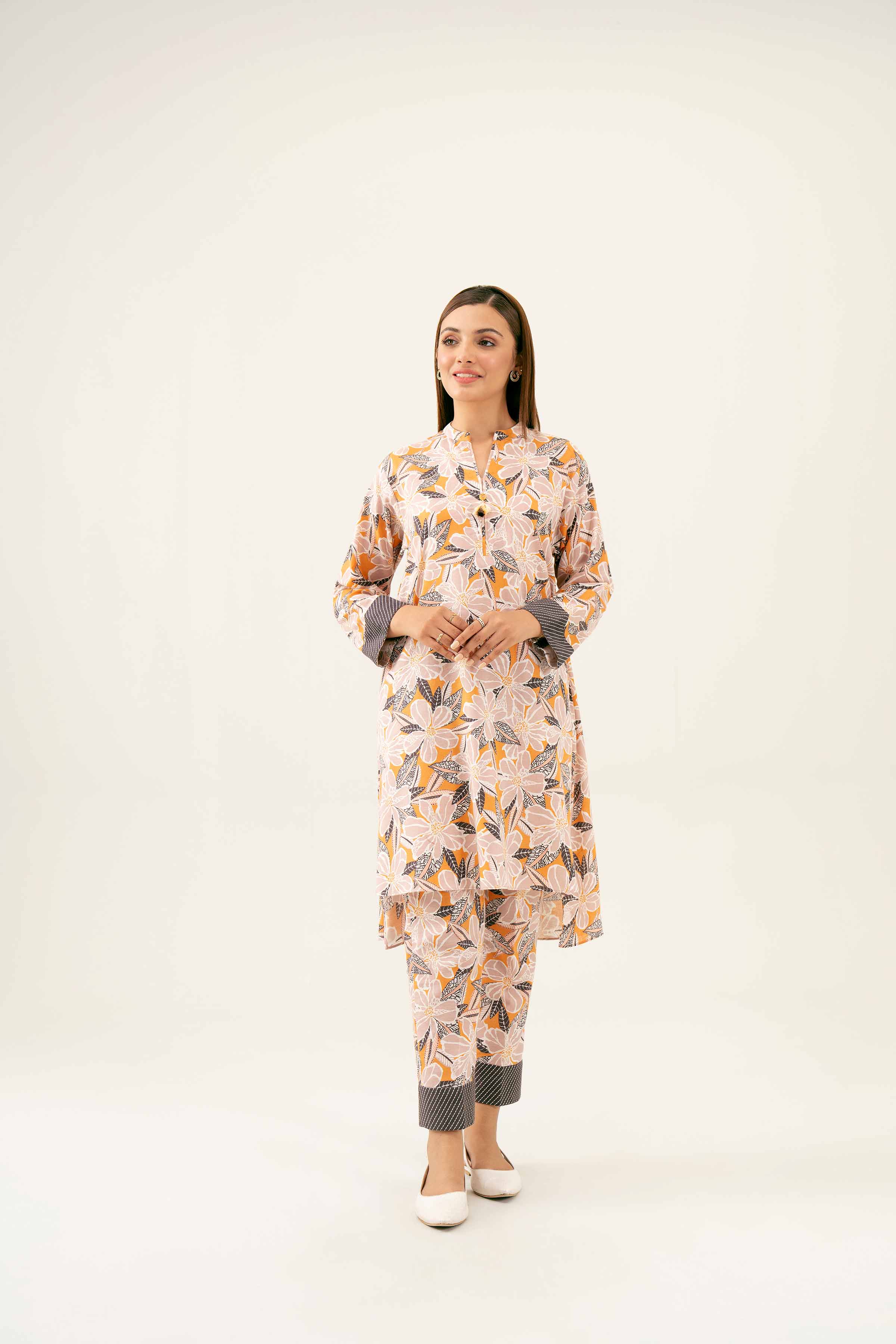 NishatUK - Peach Printed Karandi 2-piece ready to wear Dress