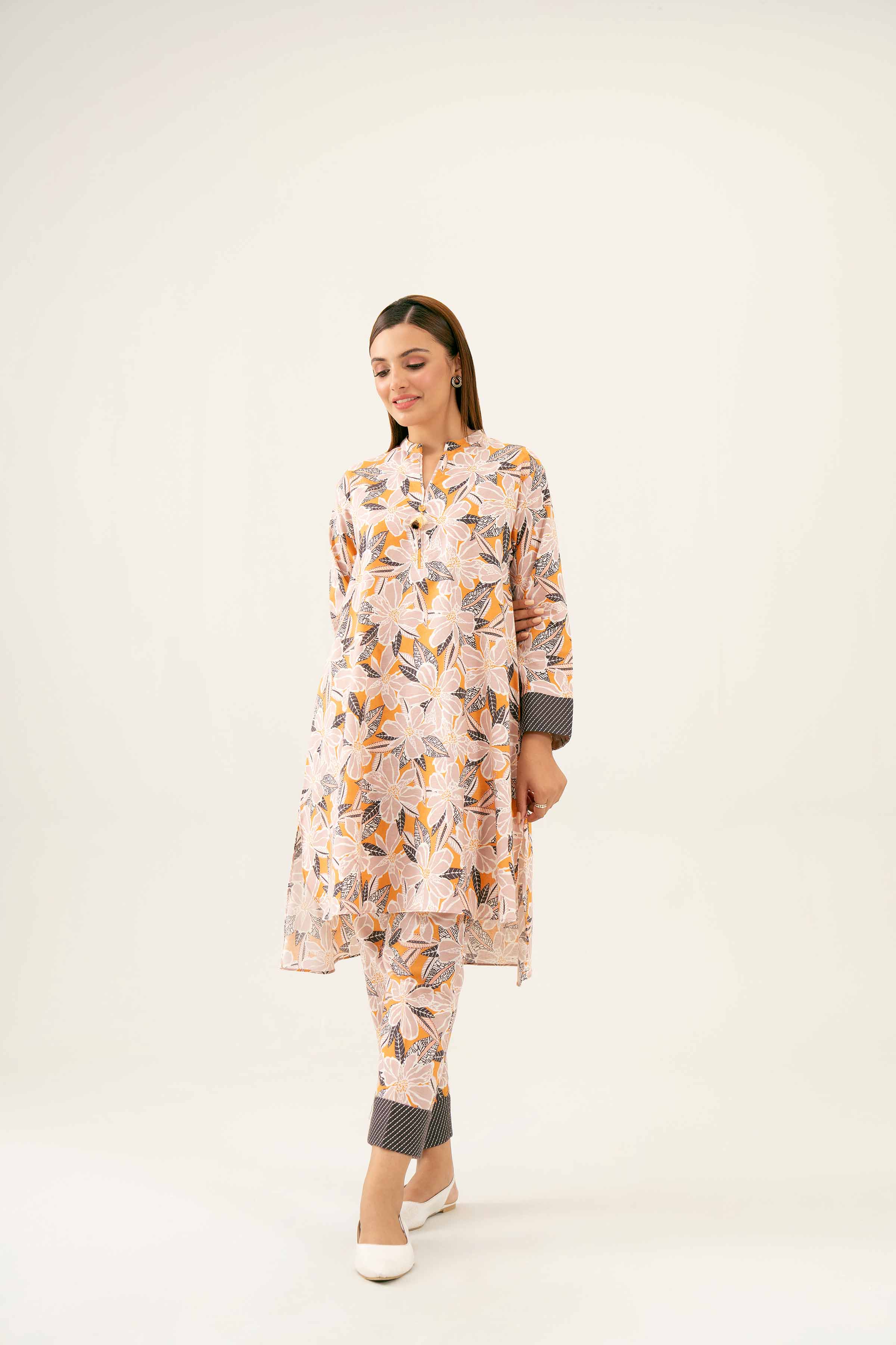 NishatUK - Peach Printed Karandi 2-piece ready to wear Dress