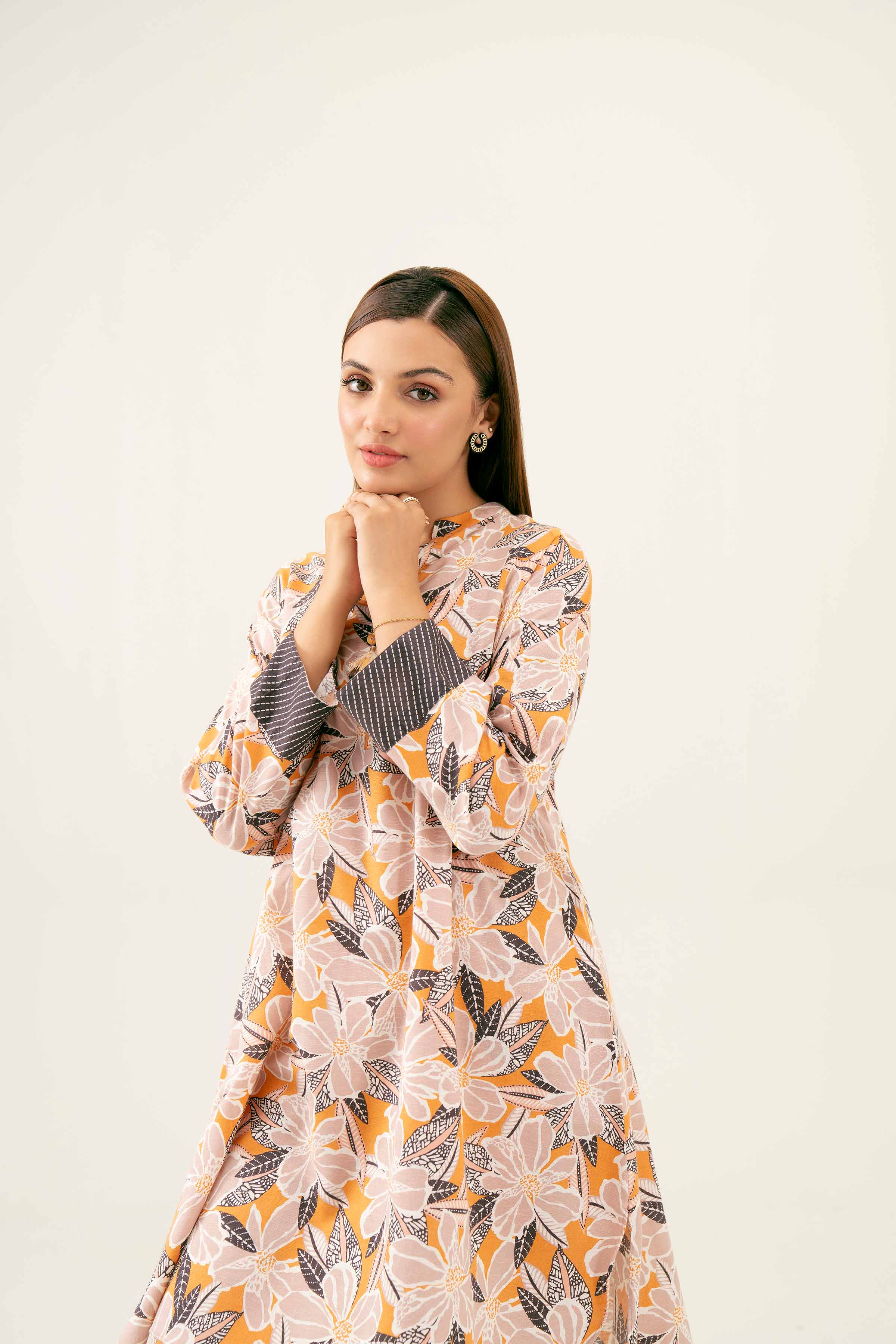 NishatUK - Peach Printed Karandi 2-piece ready to wear Dress