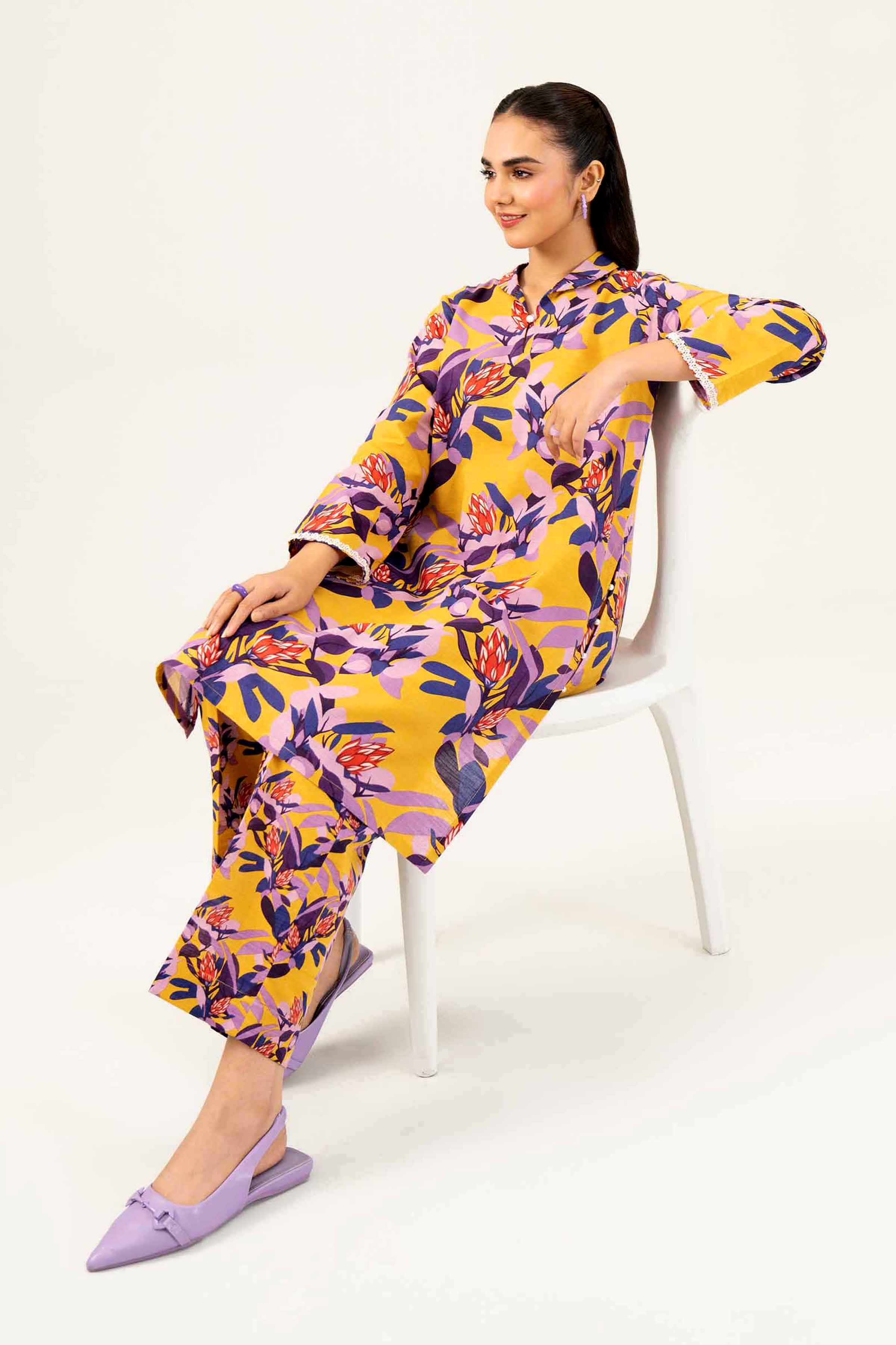 NishatUK - Brown Printed Khaddar 2-piece ready to wear Dress
