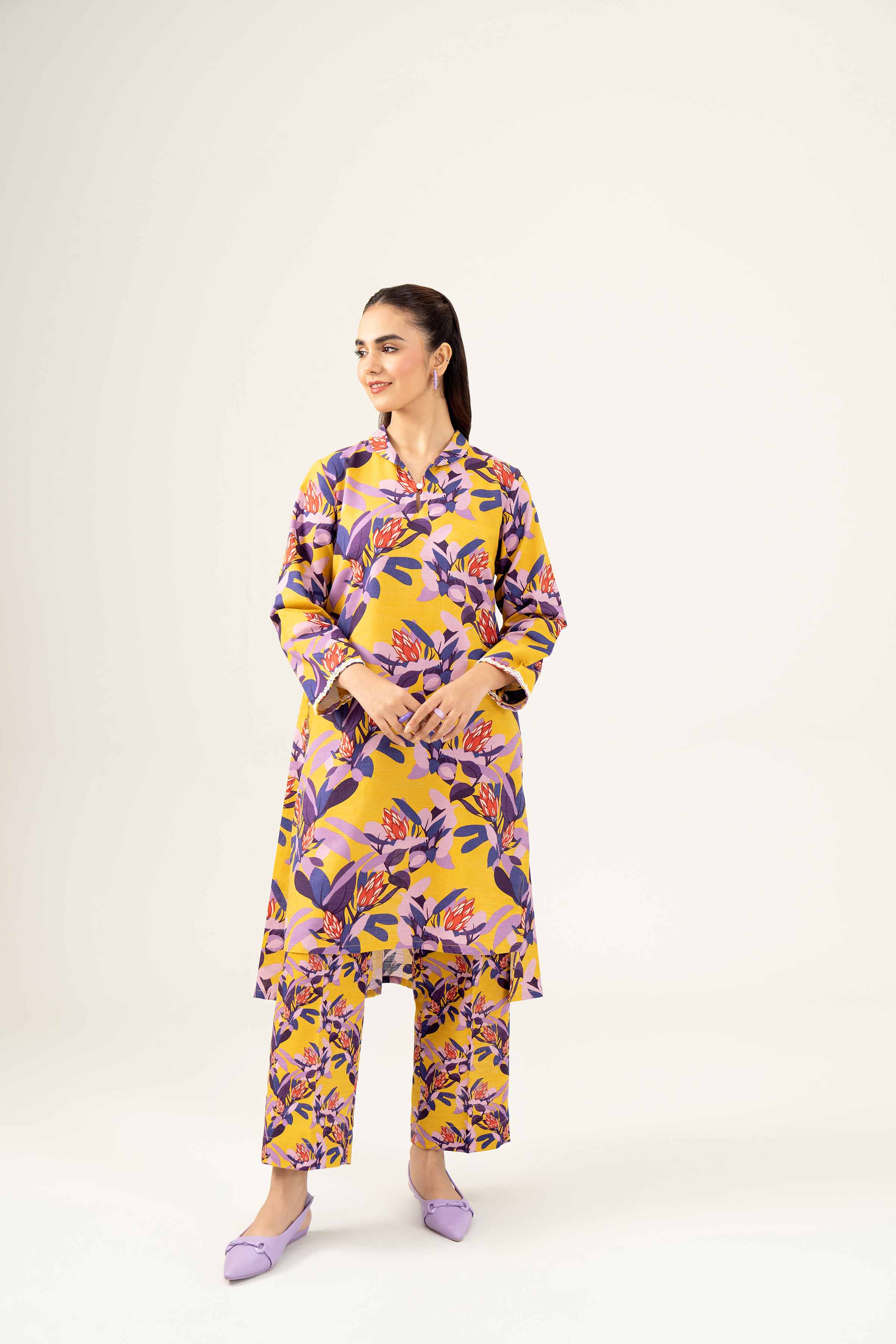 NishatUK - Brown Printed Khaddar 2-piece ready to wear Dress