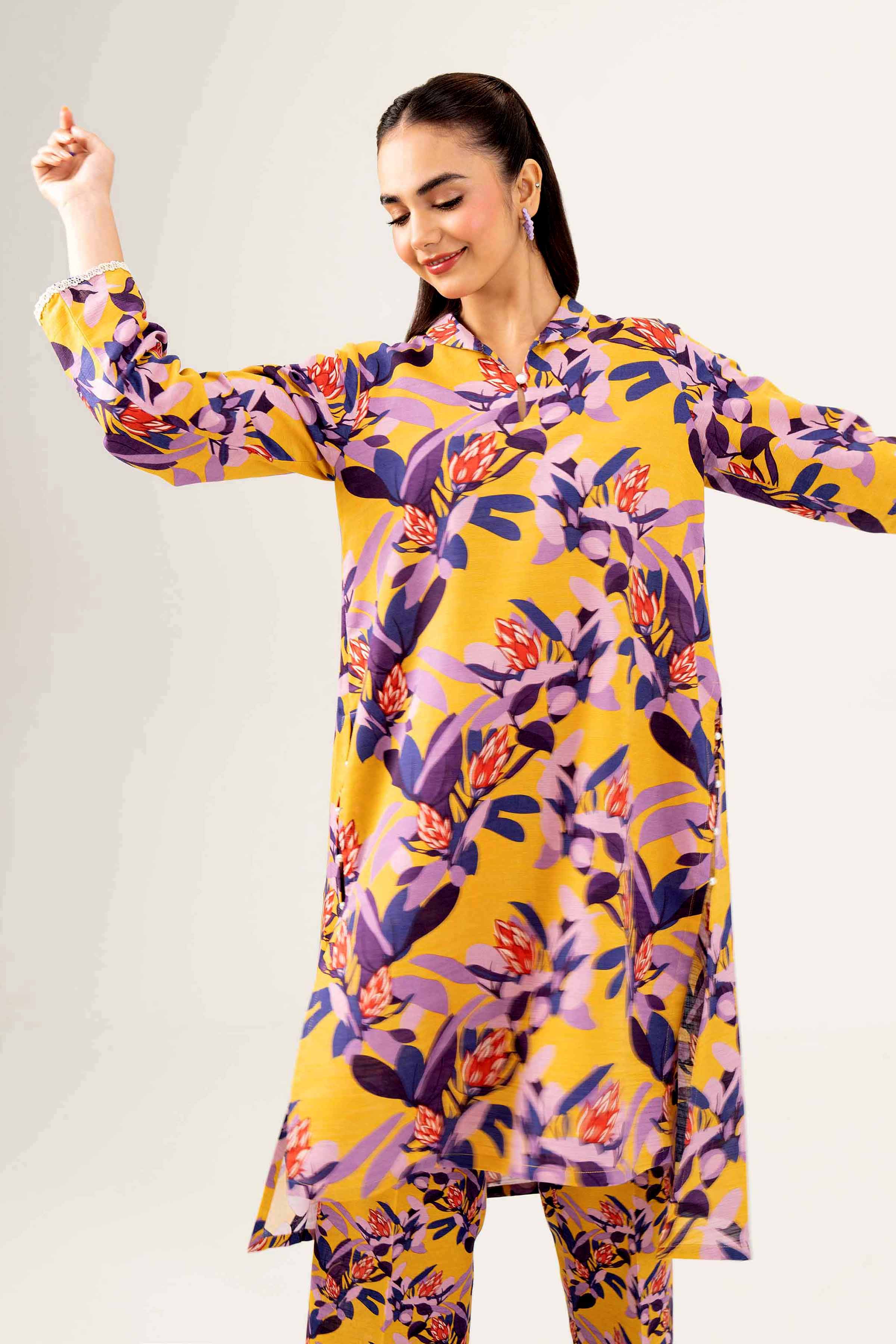 NishatUK - Brown Printed Khaddar 2-piece ready to wear Dress