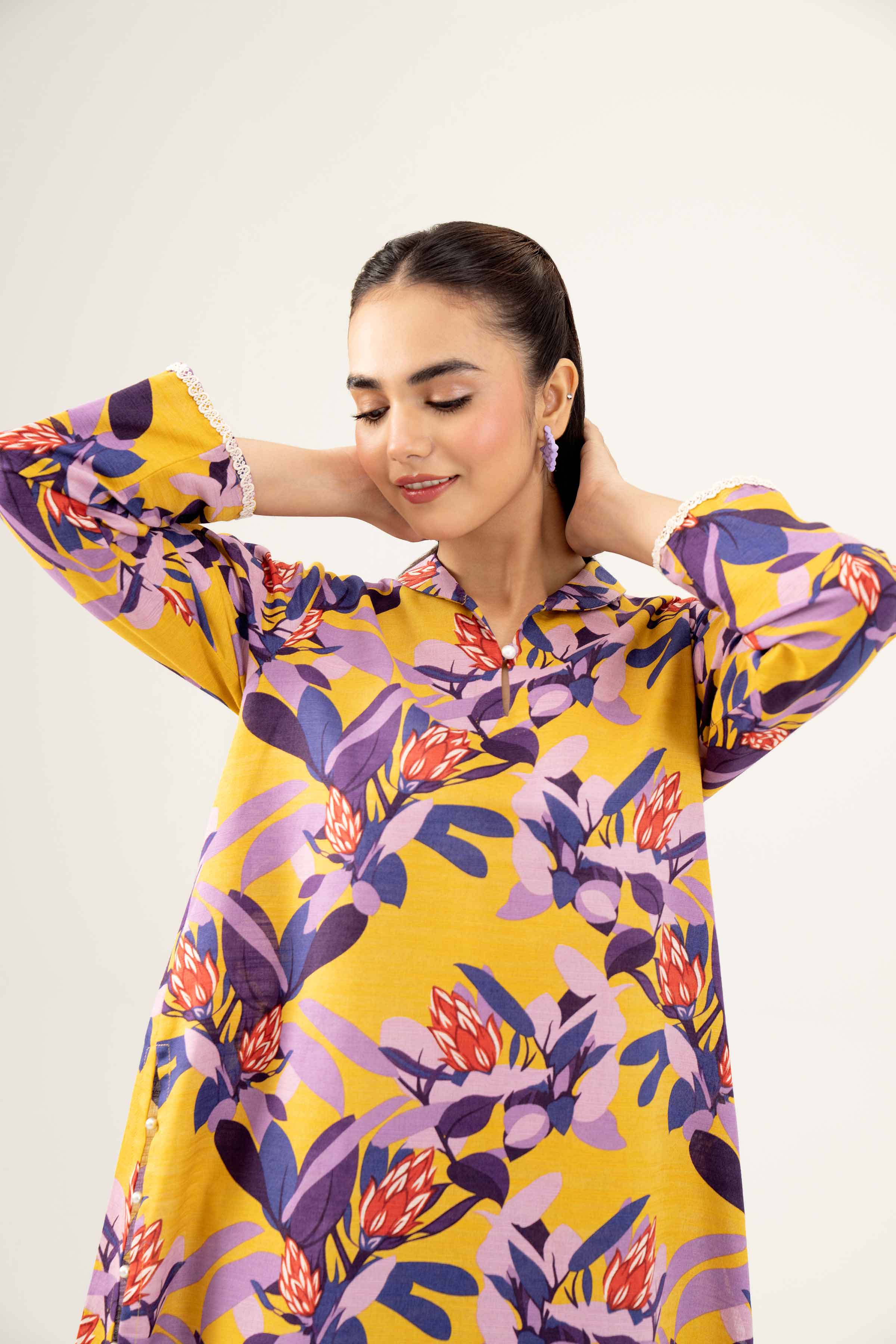 NishatUK - Brown Printed Khaddar 2-piece ready to wear Dress