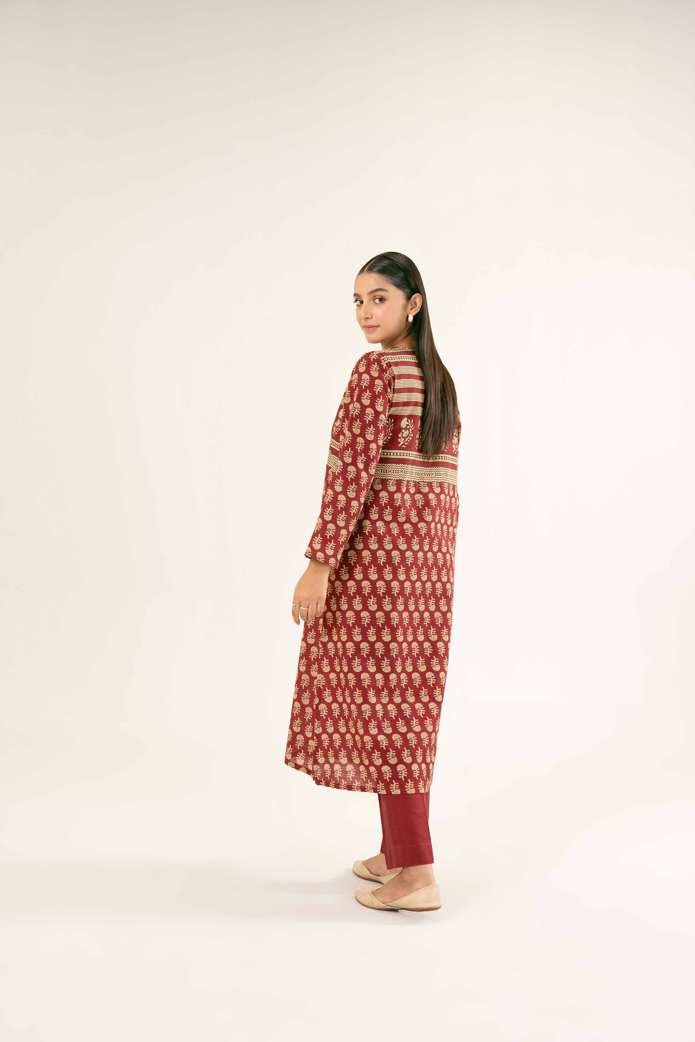 NishatUK - Brown Printed Khaddar 2-piece ready to wear Dress