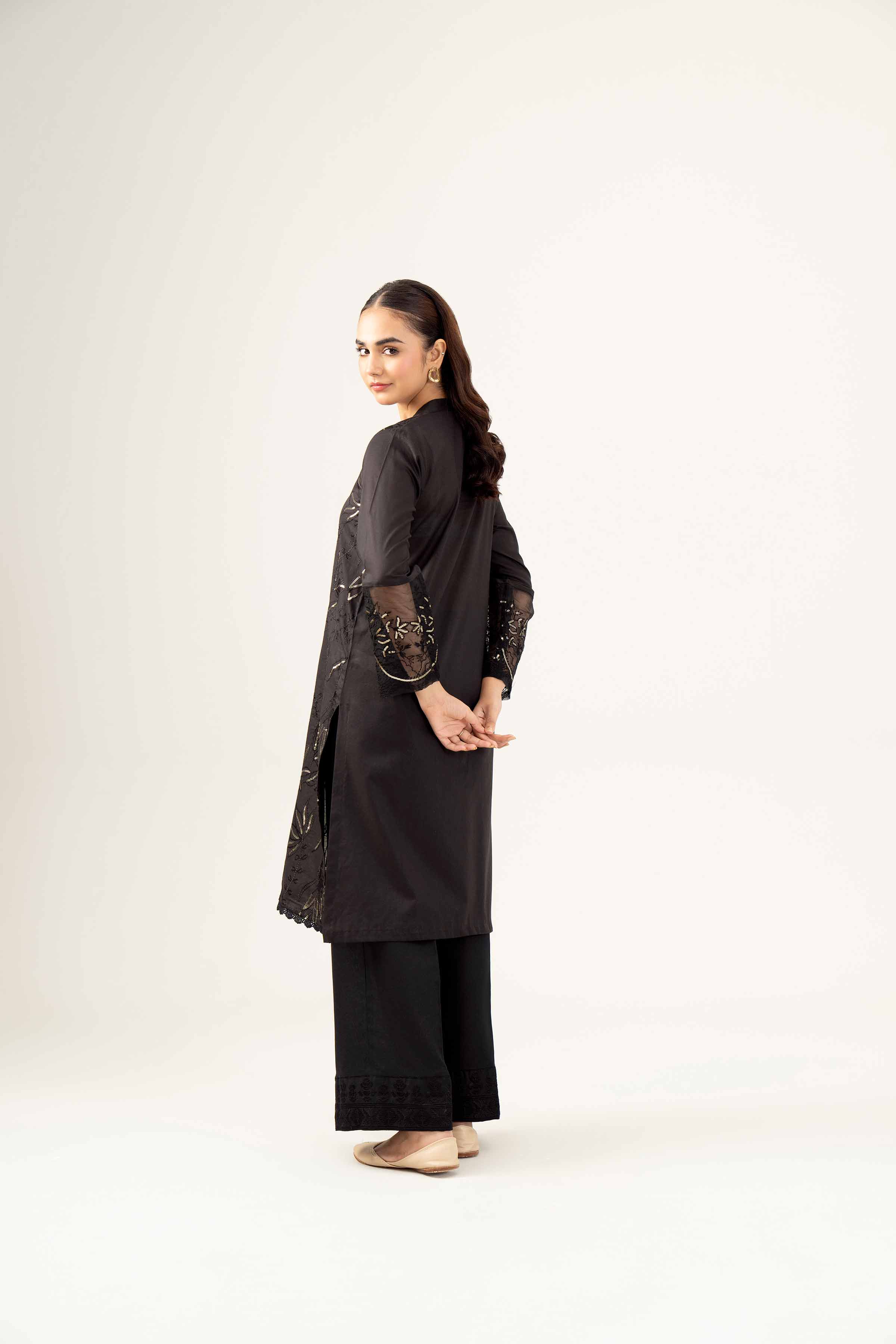 NishatUK - Black Embroidered  Lawn 1-piece ready to wear Shirt