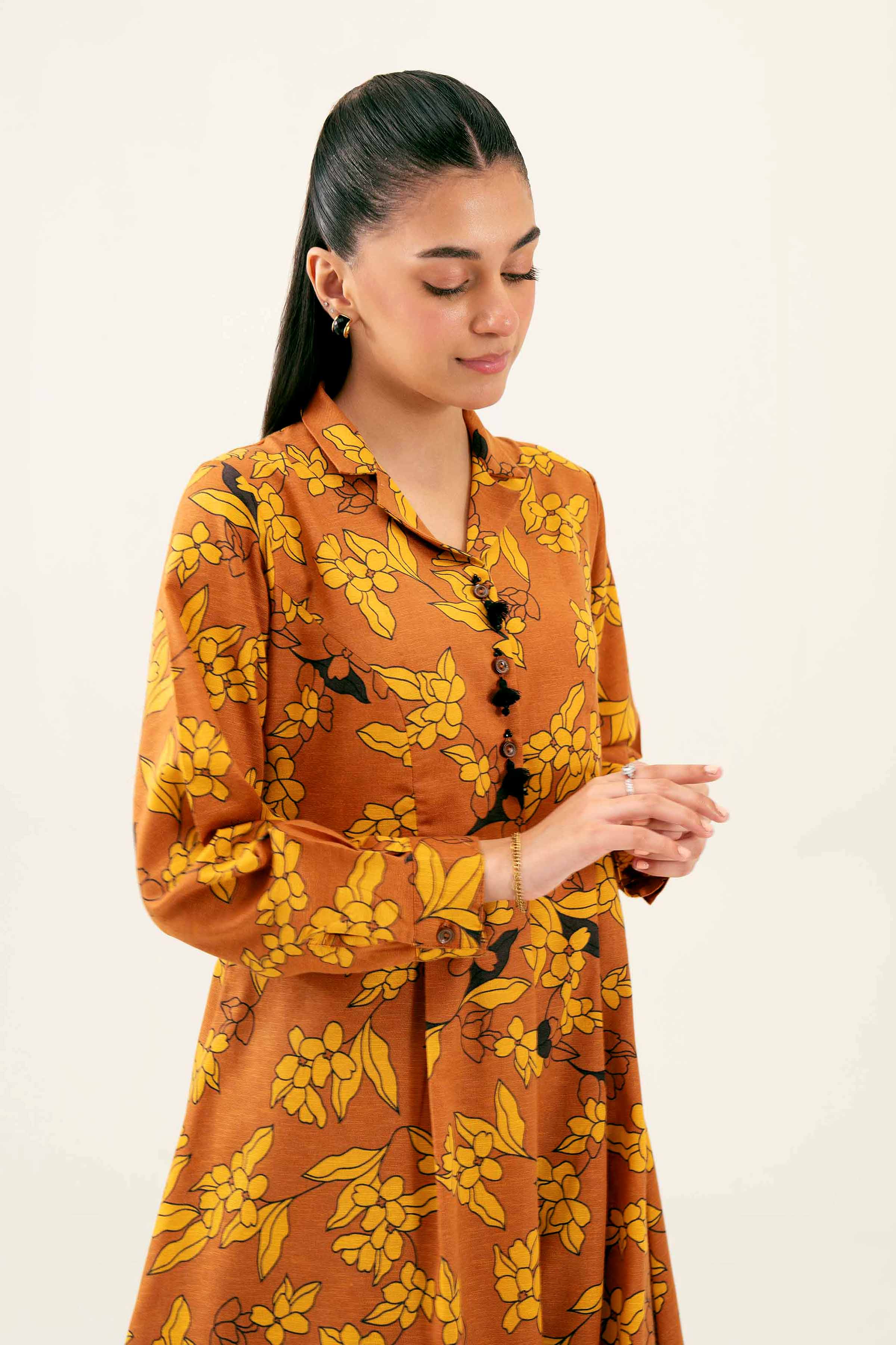 NishatUK - Brown Printed  Karandi 1-piece ready to wear Dress