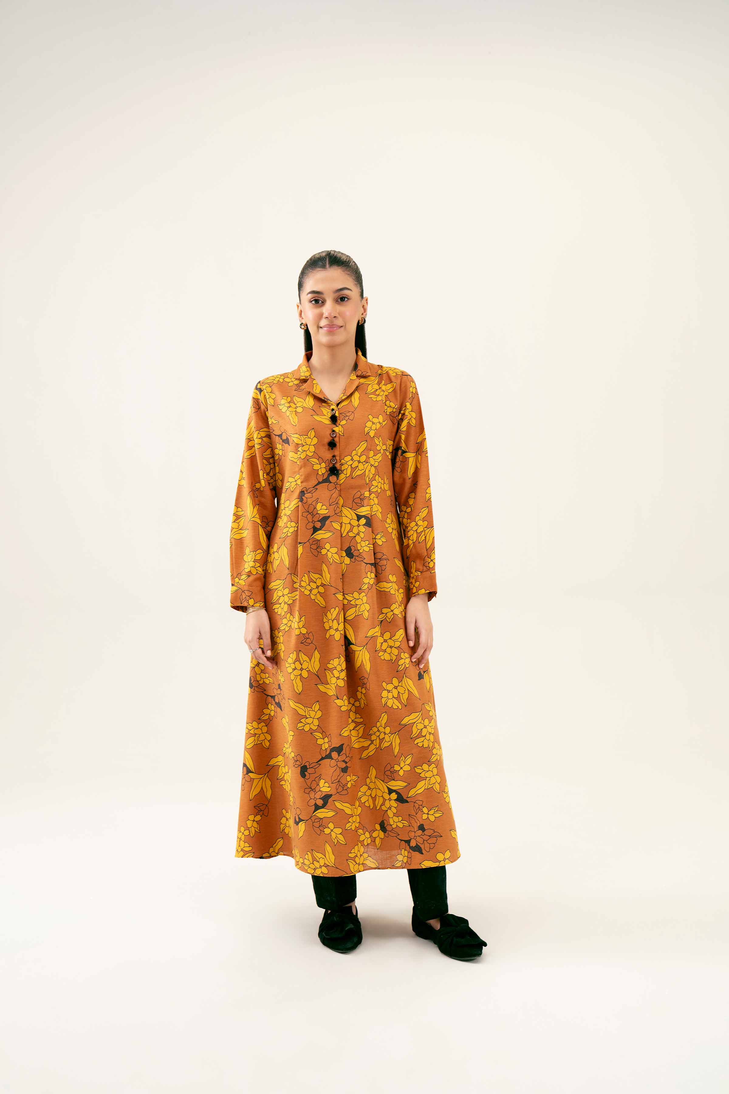 NishatUK - Brown Printed  Karandi 1-piece ready to wear Dress