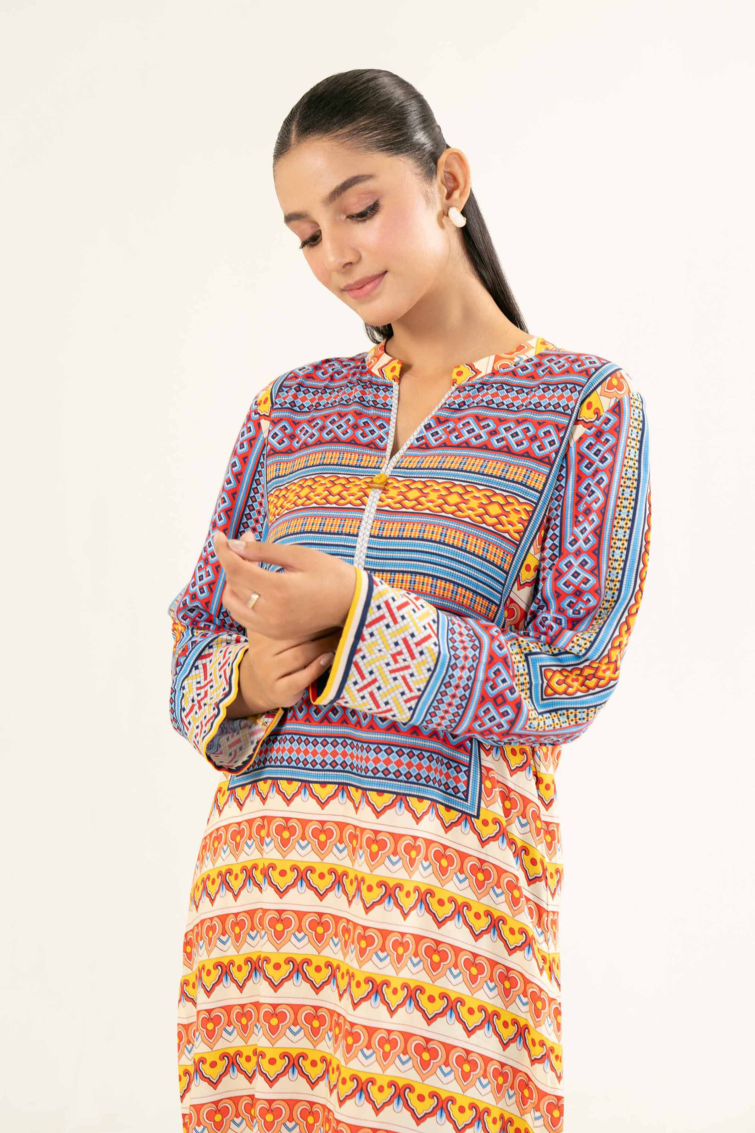 NishatUK - Brown Printed Linen 2-piece ready to wear Dress