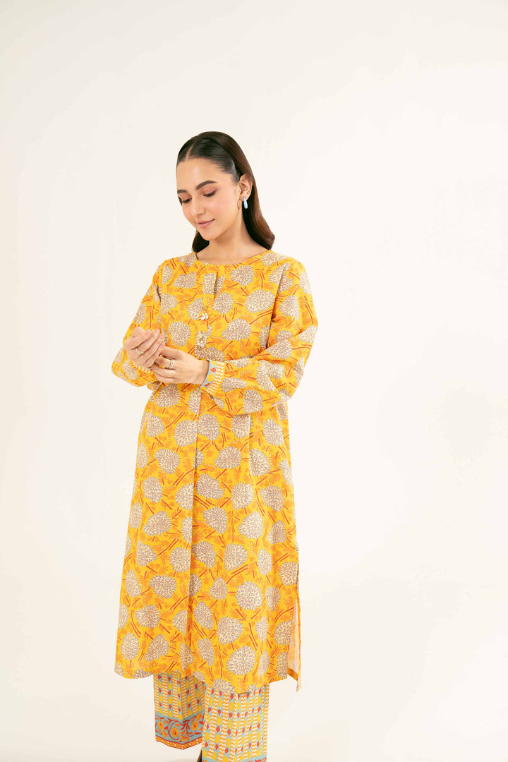 Printed Yellow Khaddar Suit