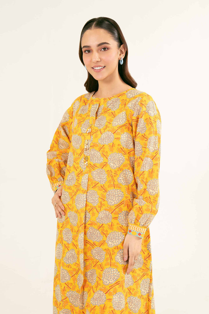 Printed Yellow Khaddar Suit