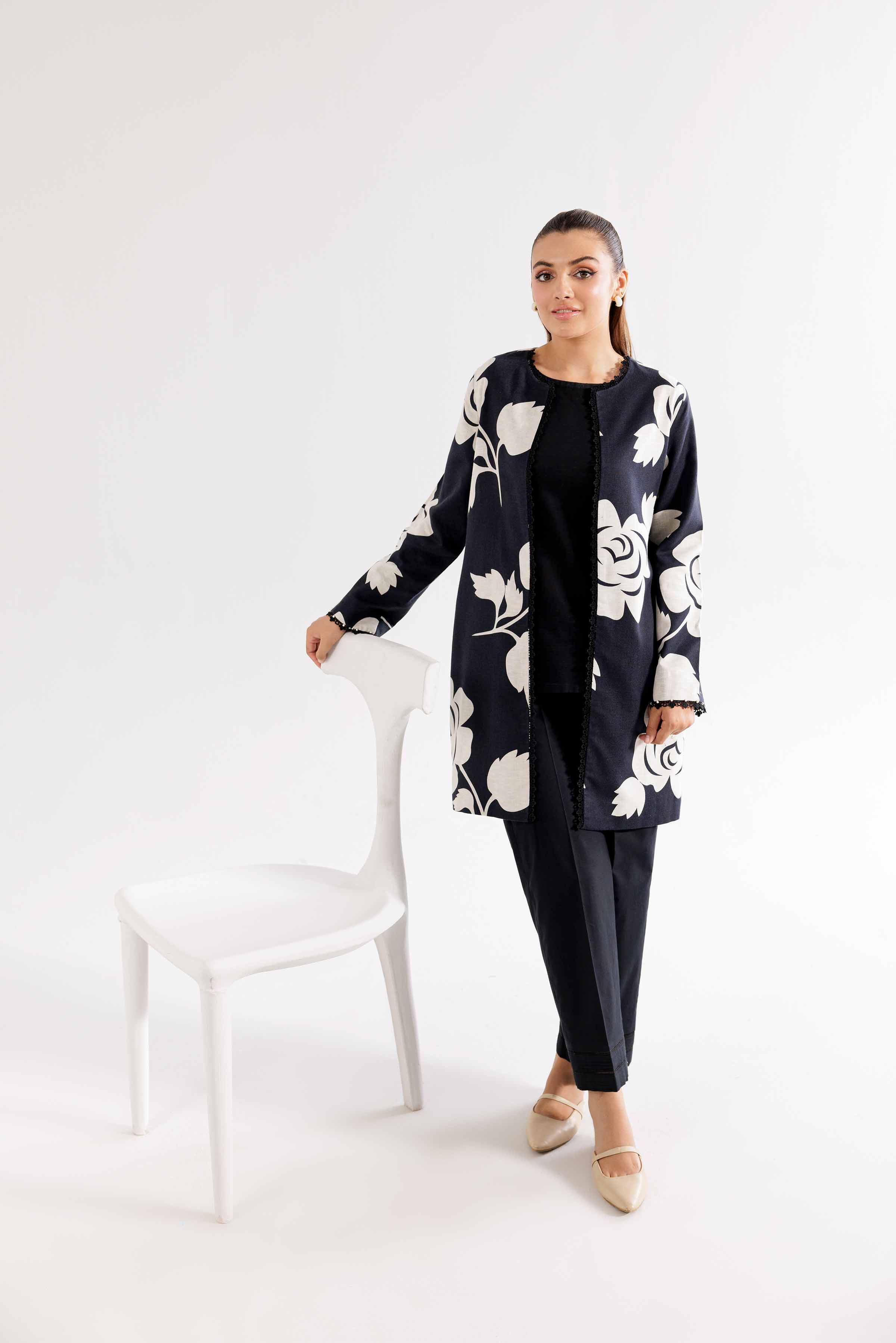 NishatUK - Brown Printed  Karandi 1-piece ready to wear Jacket