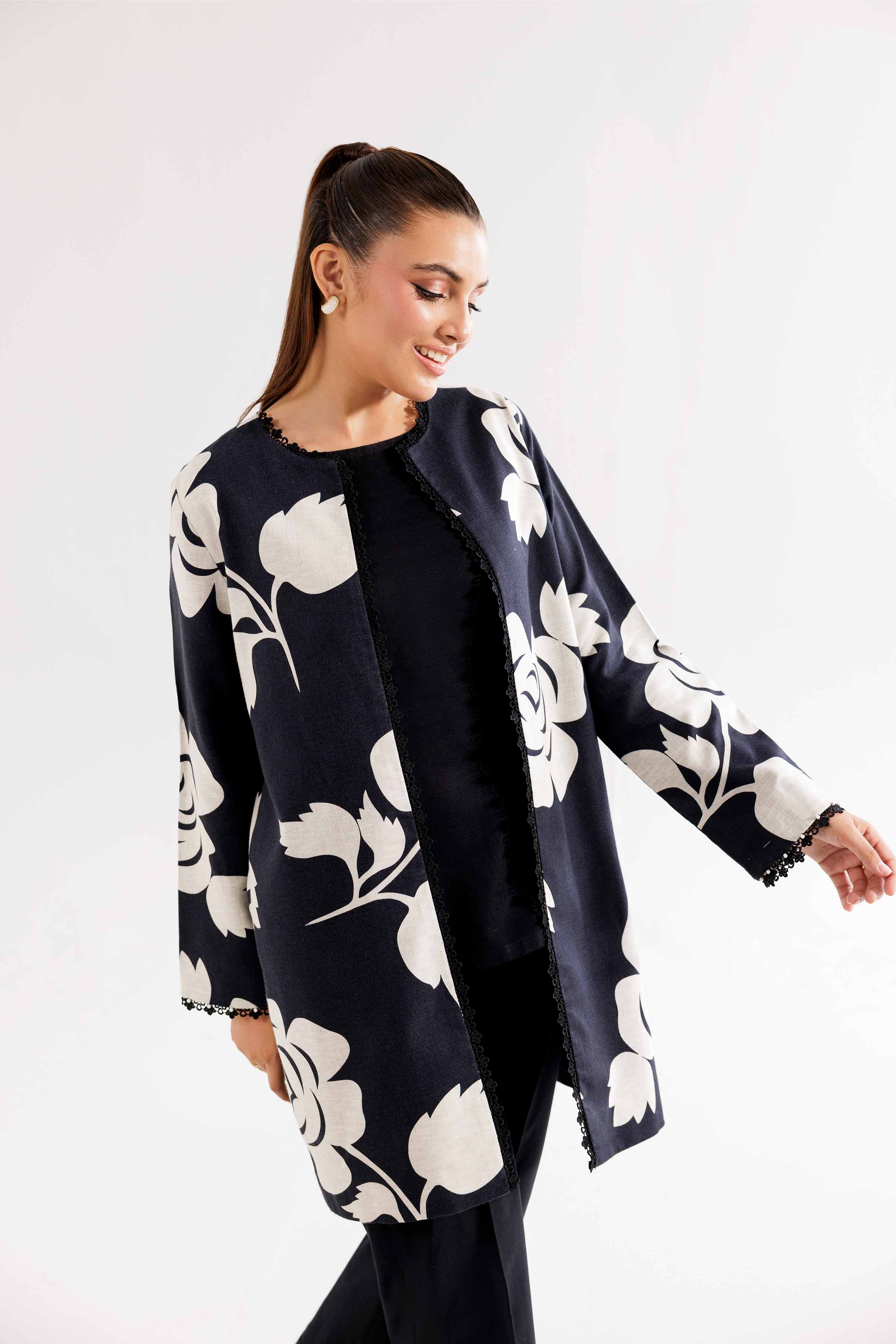 NishatUK - Brown Printed  Karandi 1-piece ready to wear Jacket