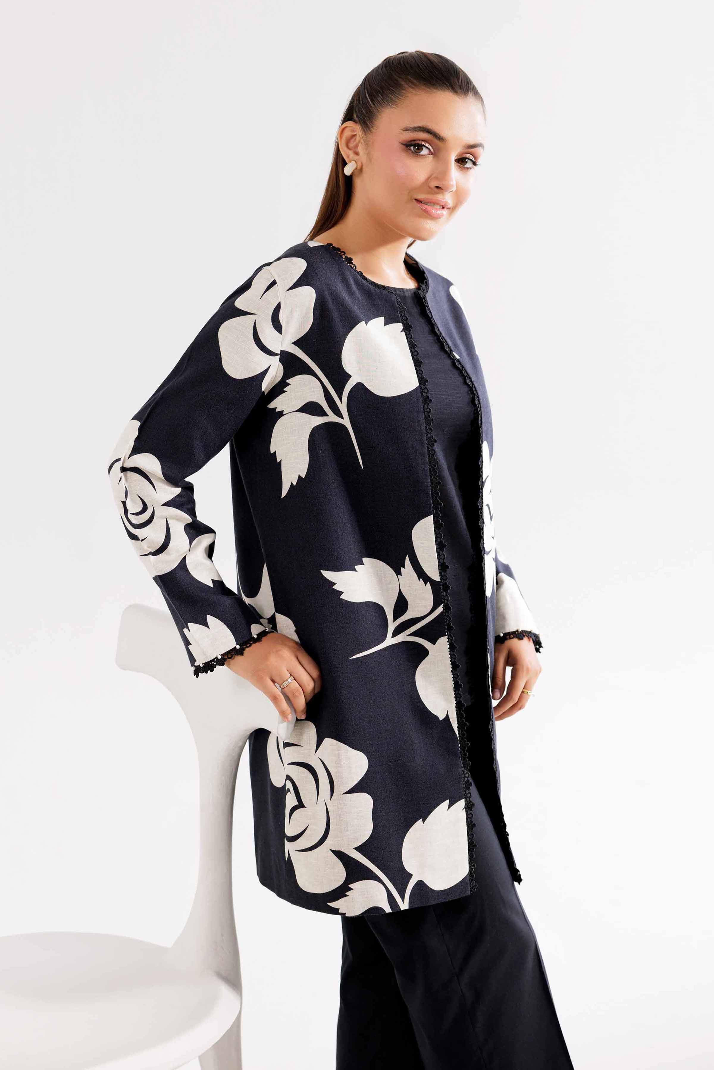 NishatUK - Brown Printed  Karandi 1-piece ready to wear Jacket