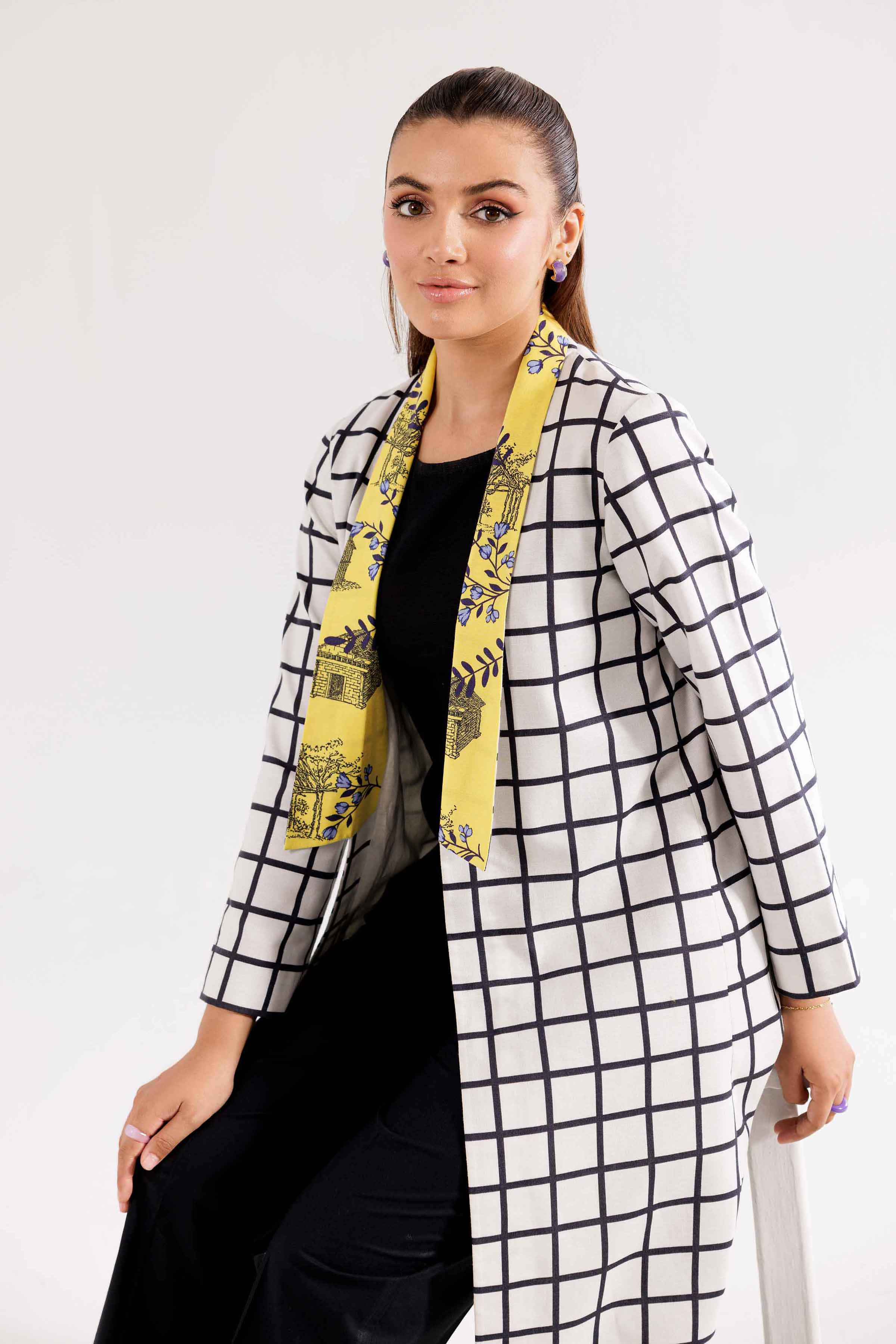 NishatUK - Off White Printed  Karandi 1-piece ready to wear Jacket