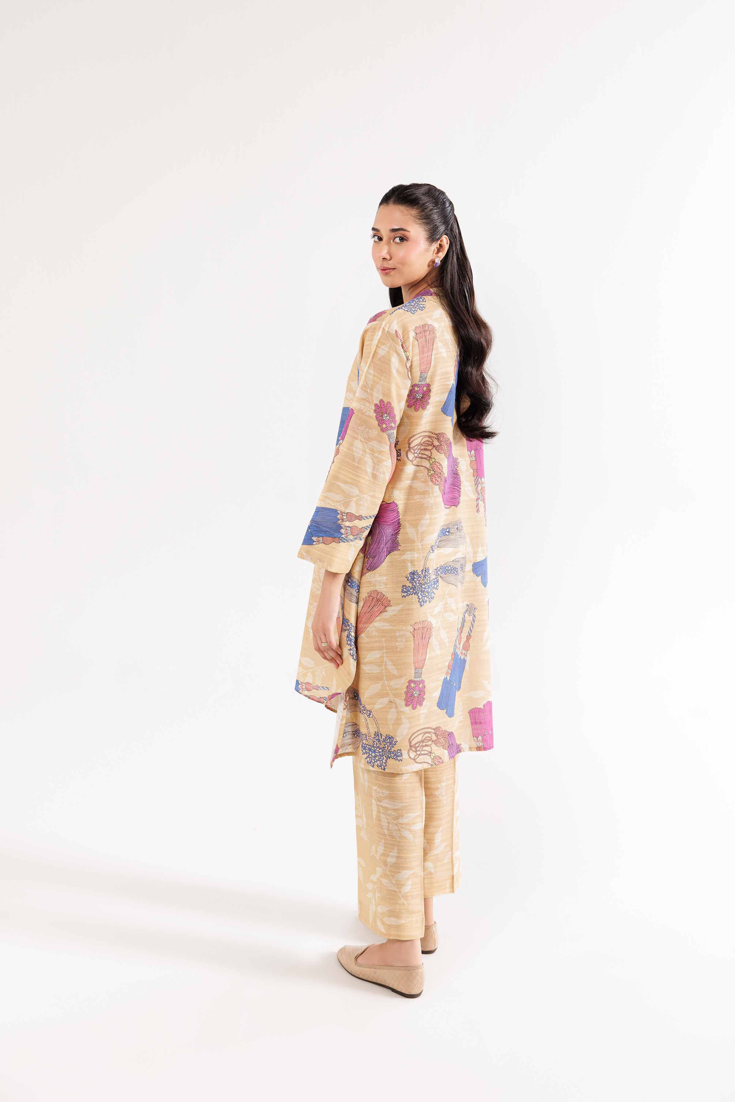NishatUK - Brown Printed Khaddar 2-piece ready to wear Dress