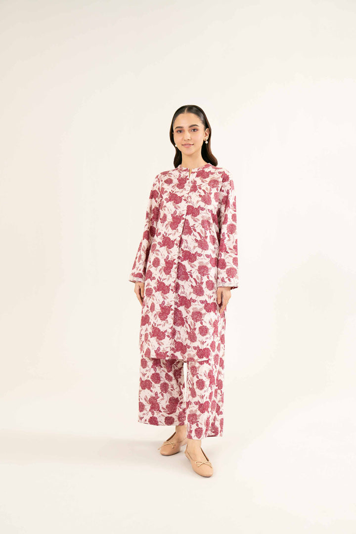 Printed Light Pink Karandi Suit