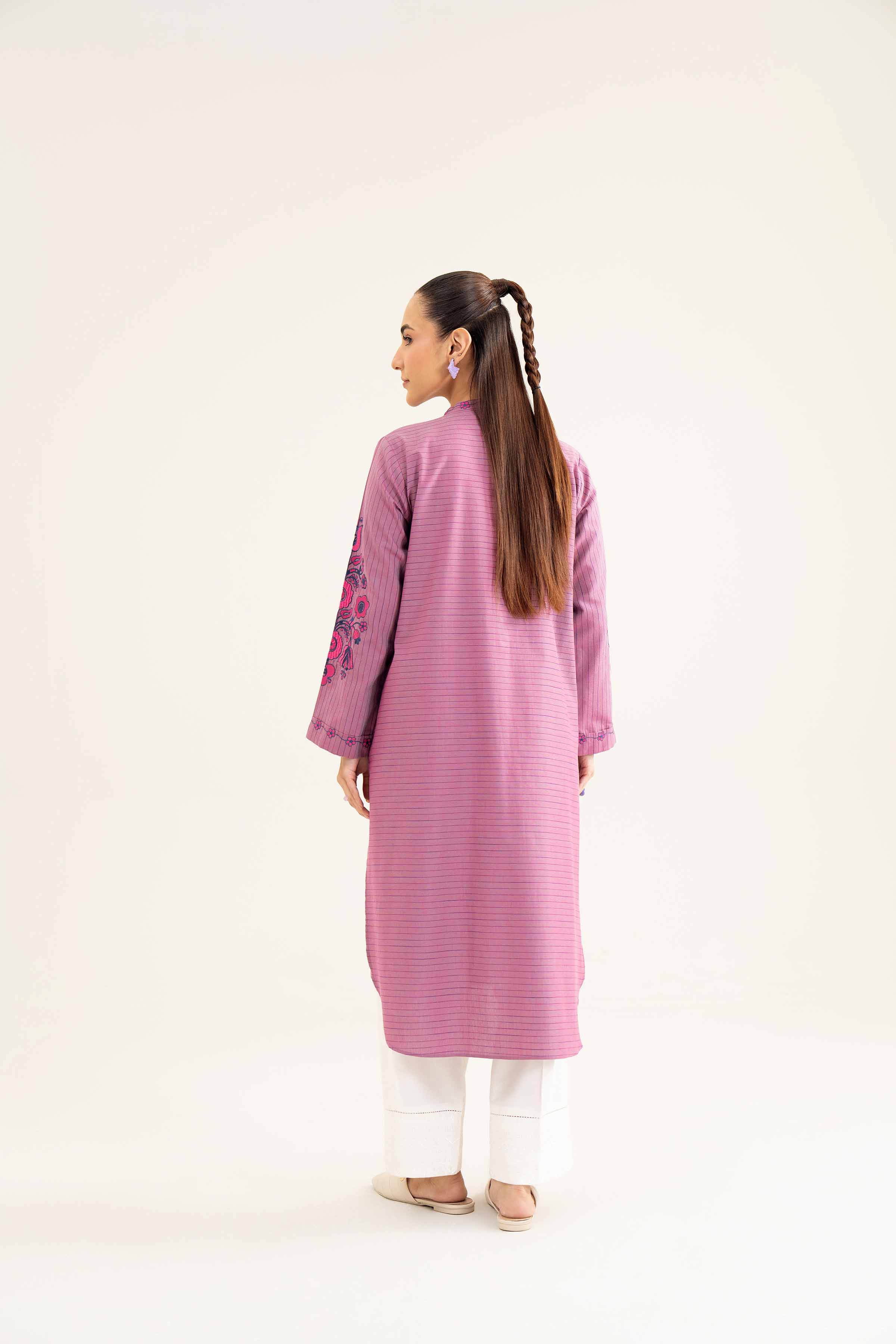 NishatUK - Purple Embroidered   Yarn Dyed 1-piece ready to wear Shirt
