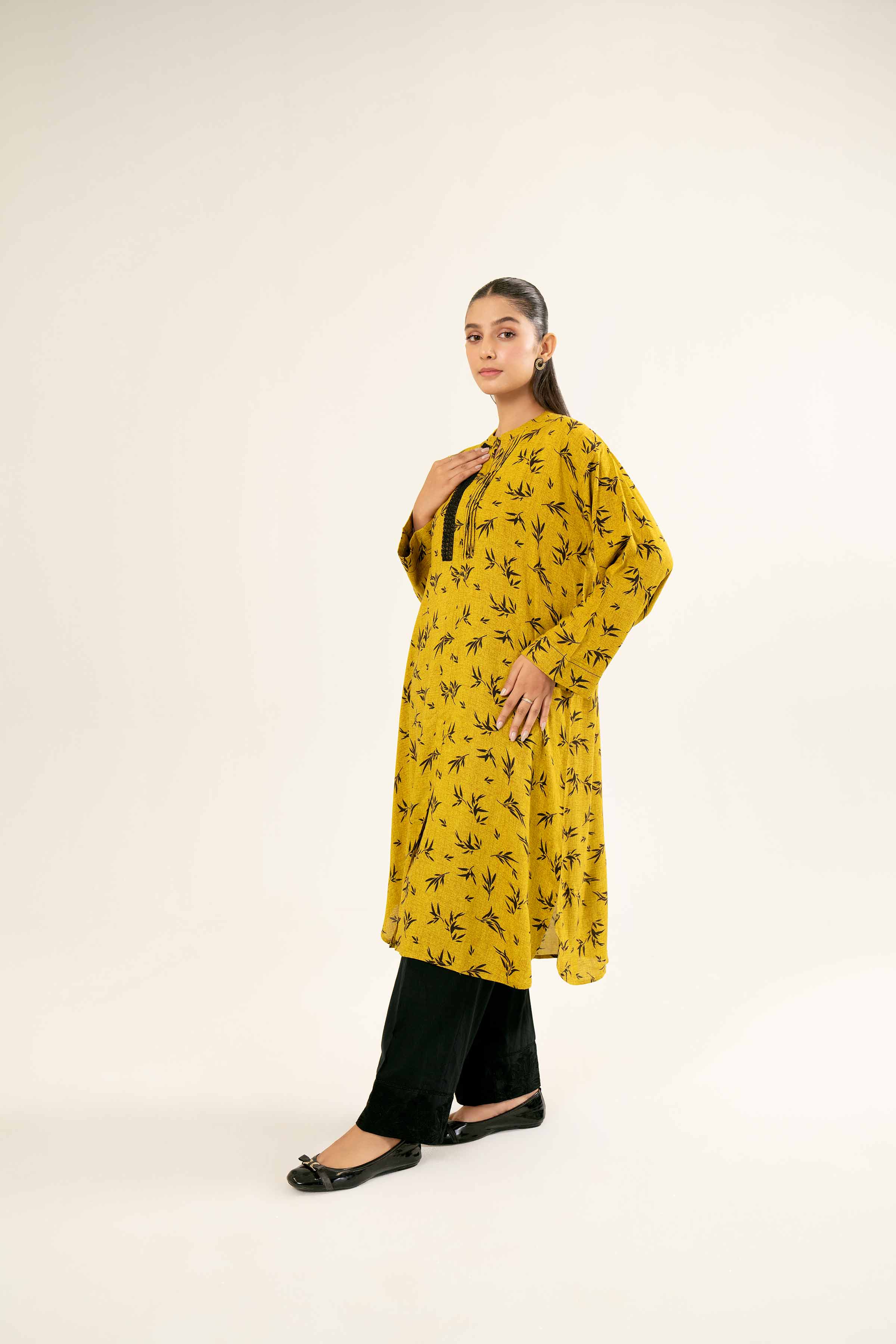NishatUK - Brown Printed Linen 1-piece ready to wear Shirt