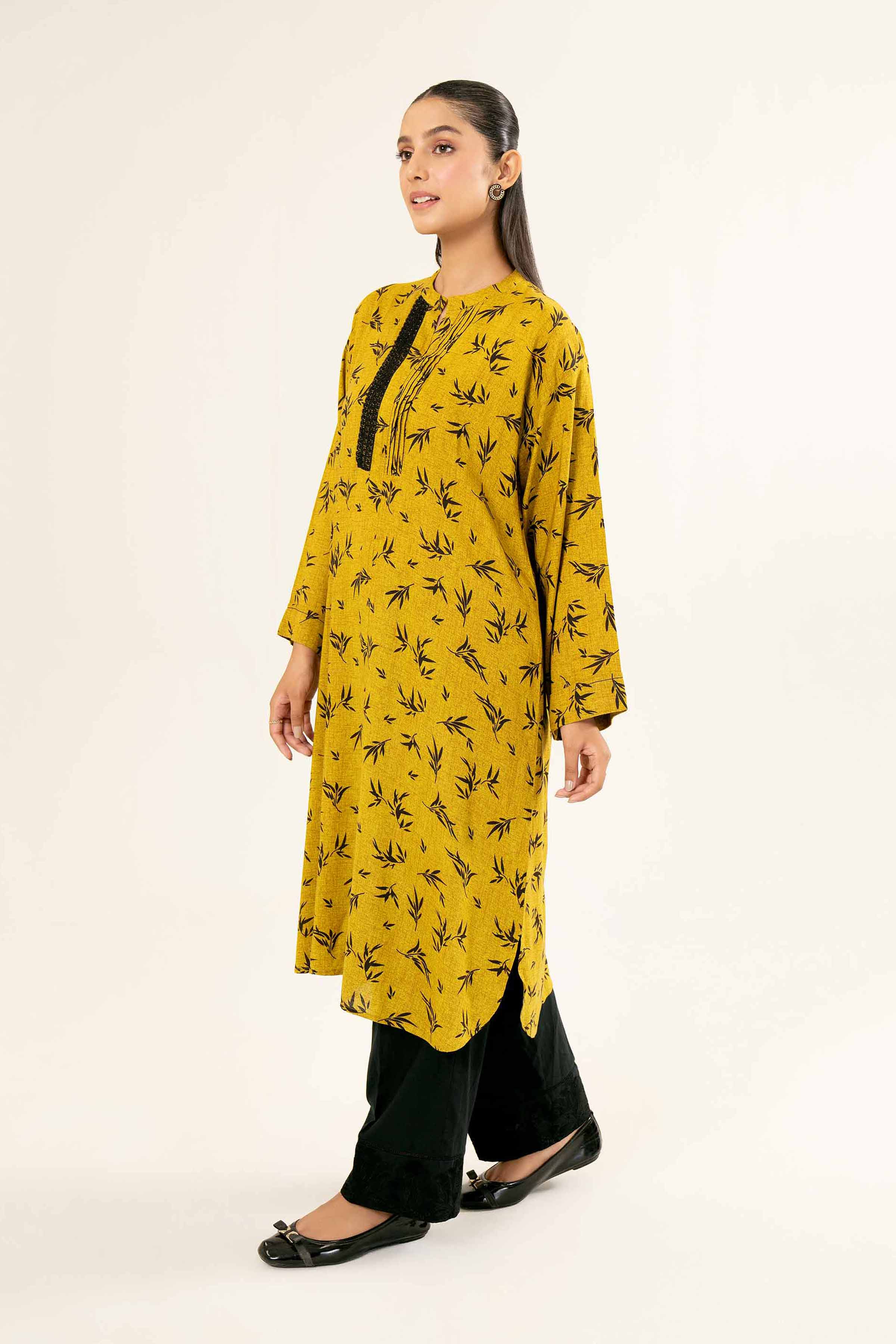 NishatUK - Brown Printed Linen 1-piece ready to wear Shirt