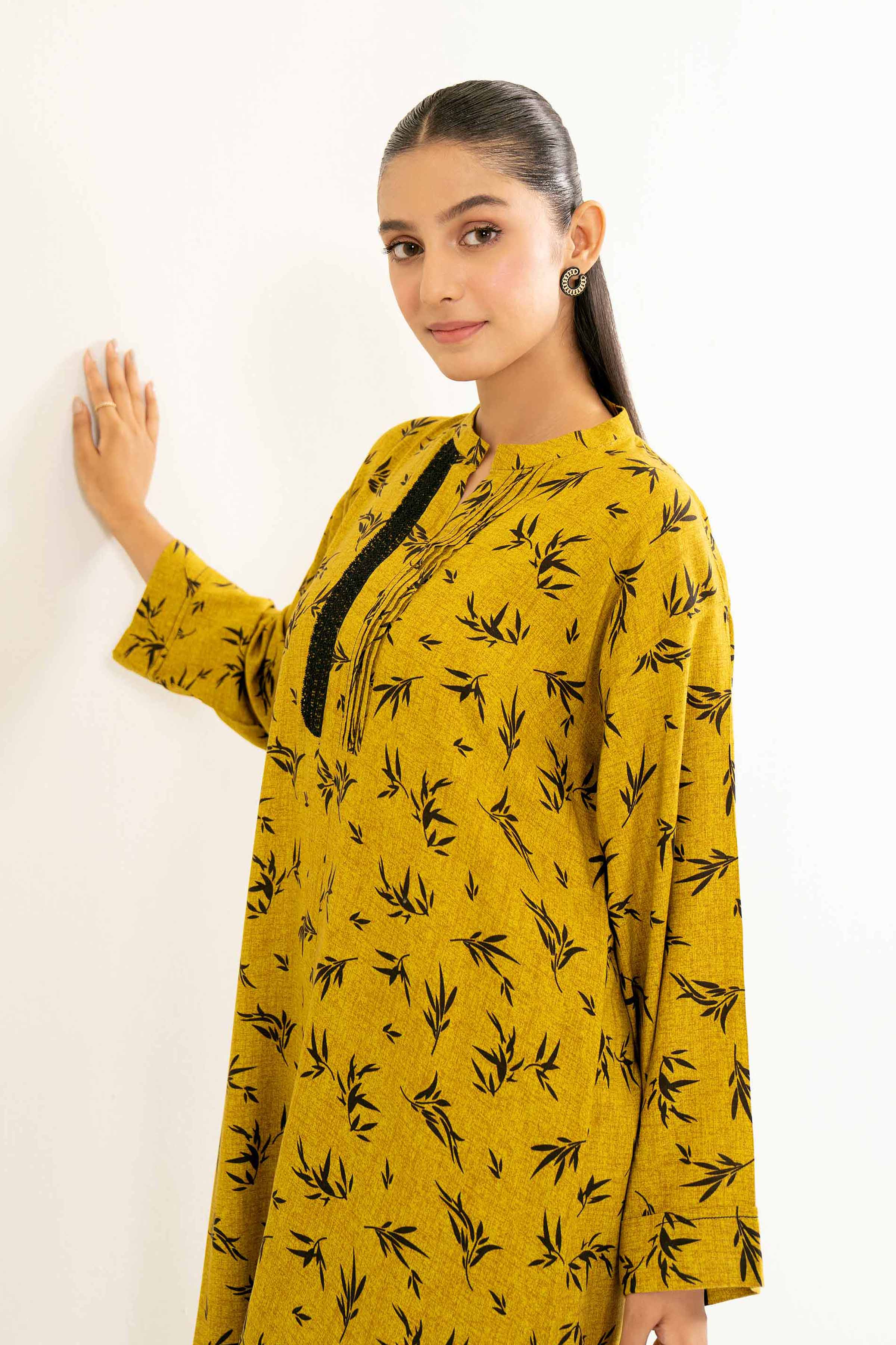 NishatUK - Brown Printed Linen 1-piece ready to wear Shirt