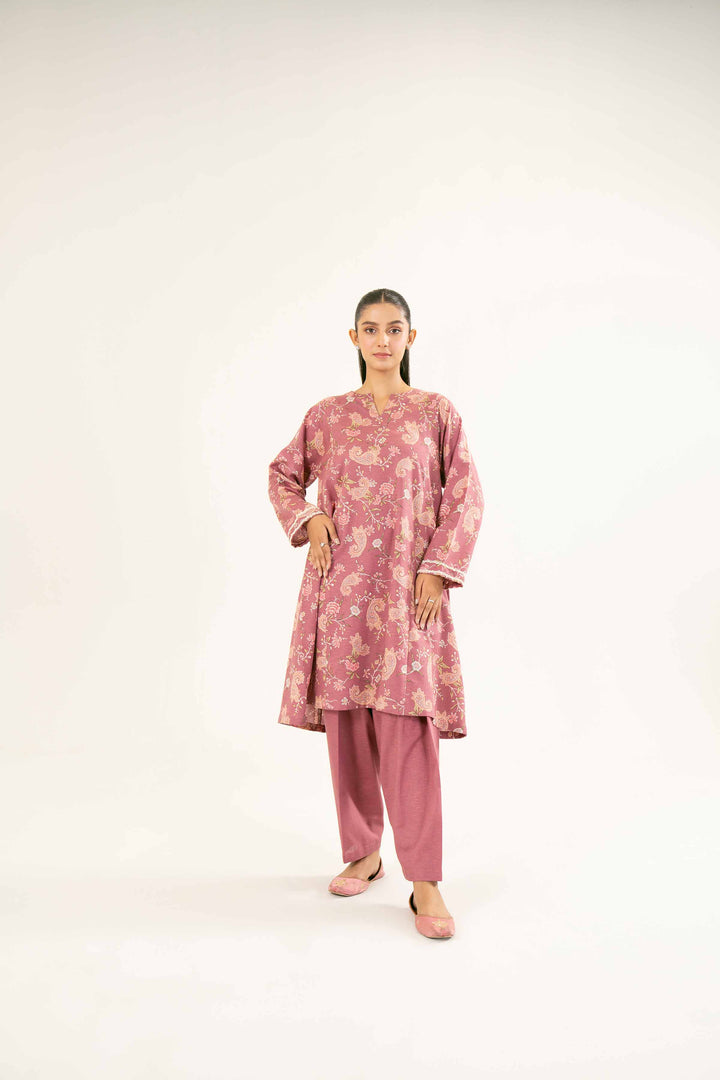 Printed Tea Pink Karandi Suit