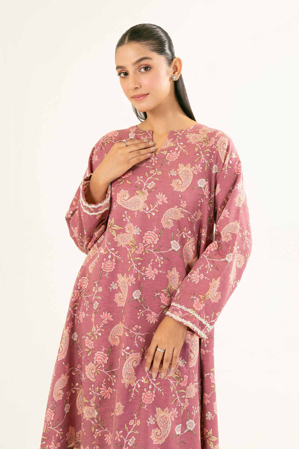 Printed Tea Pink Karandi Suit