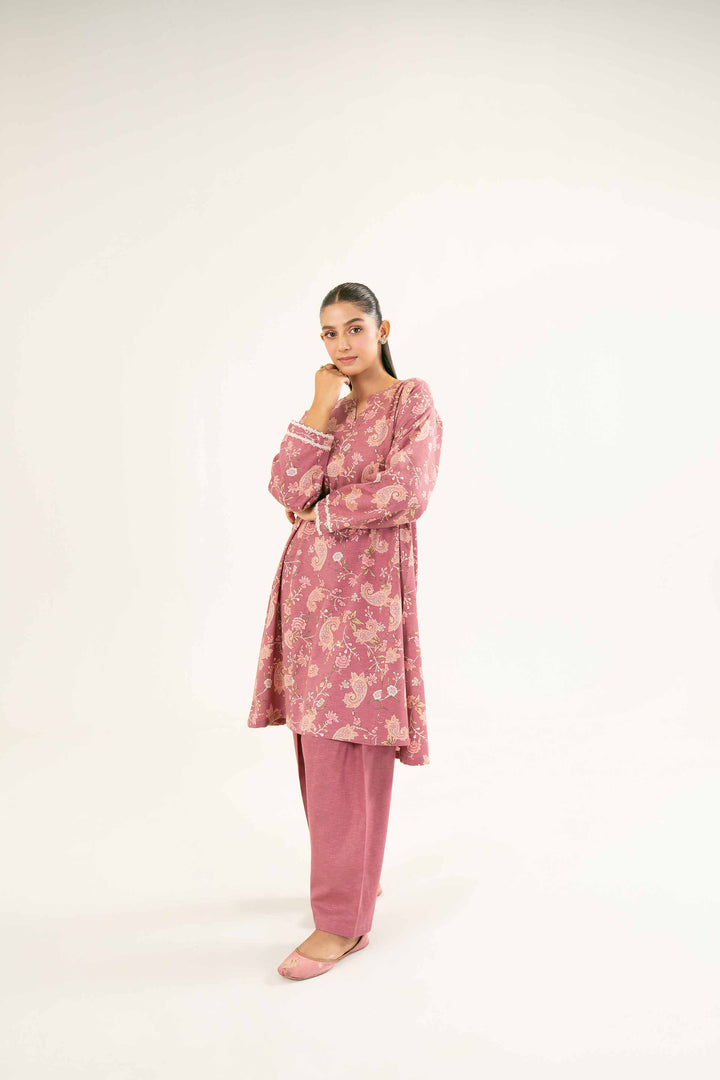 Printed Tea Pink Karandi Suit