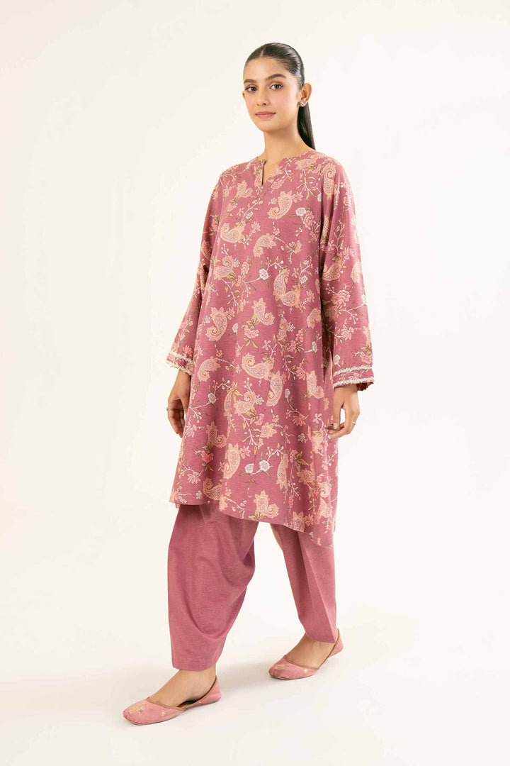 Printed Tea Pink Karandi Suit