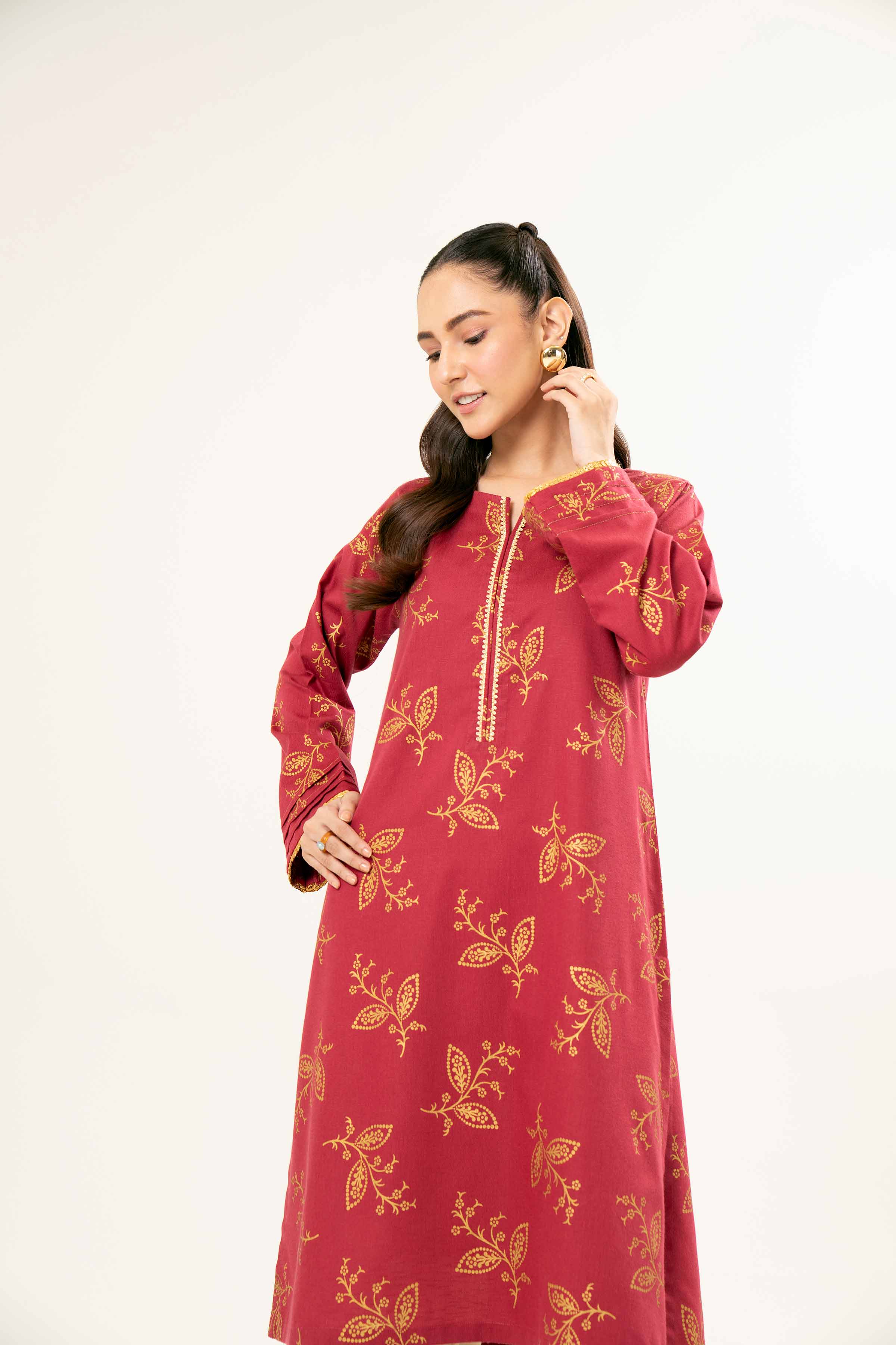 NishatUK - Brown Printed  Karandi 1-piece ready to wear Shirt