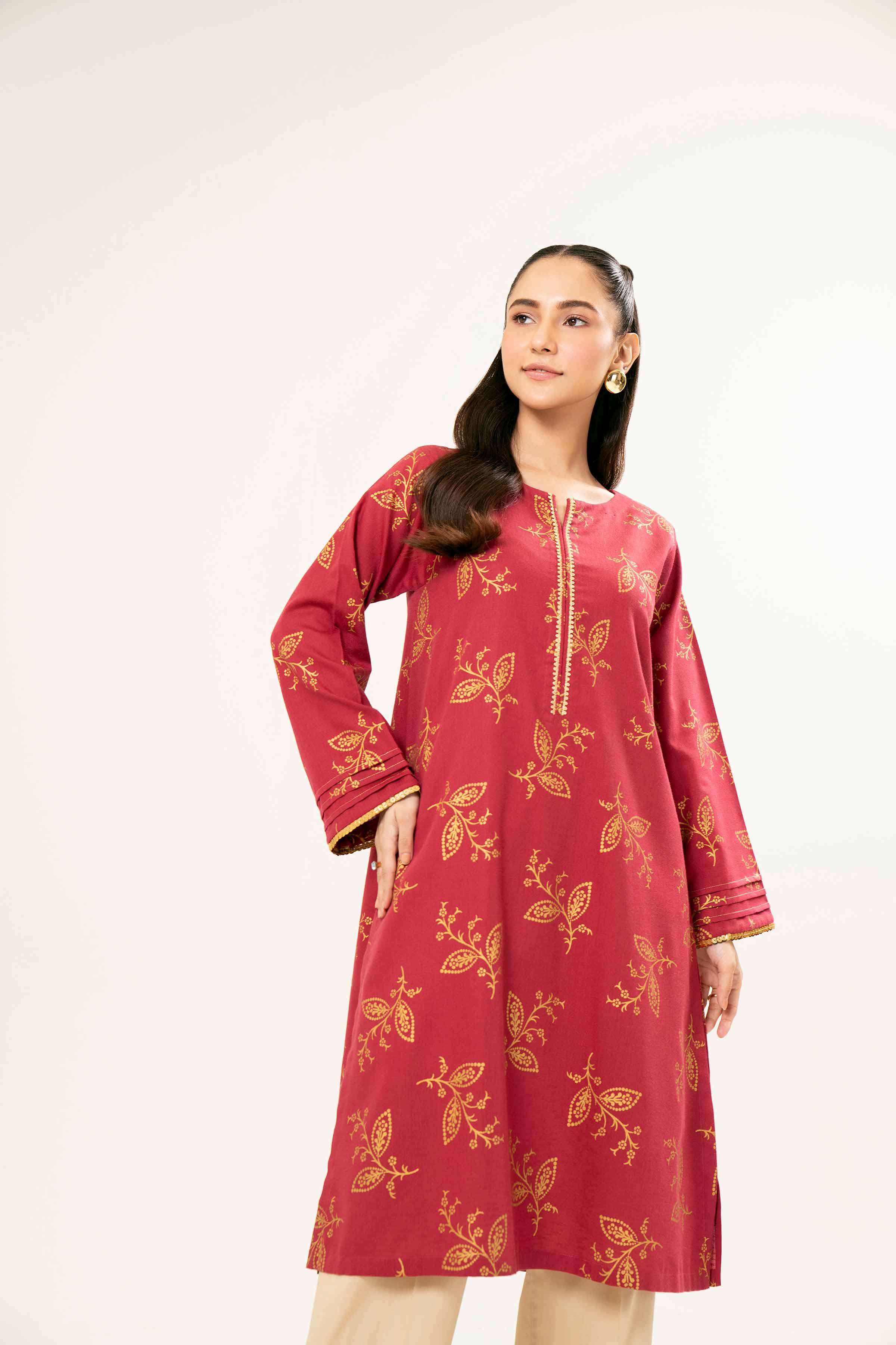 NishatUK - Brown Printed  Karandi 1-piece ready to wear Shirt