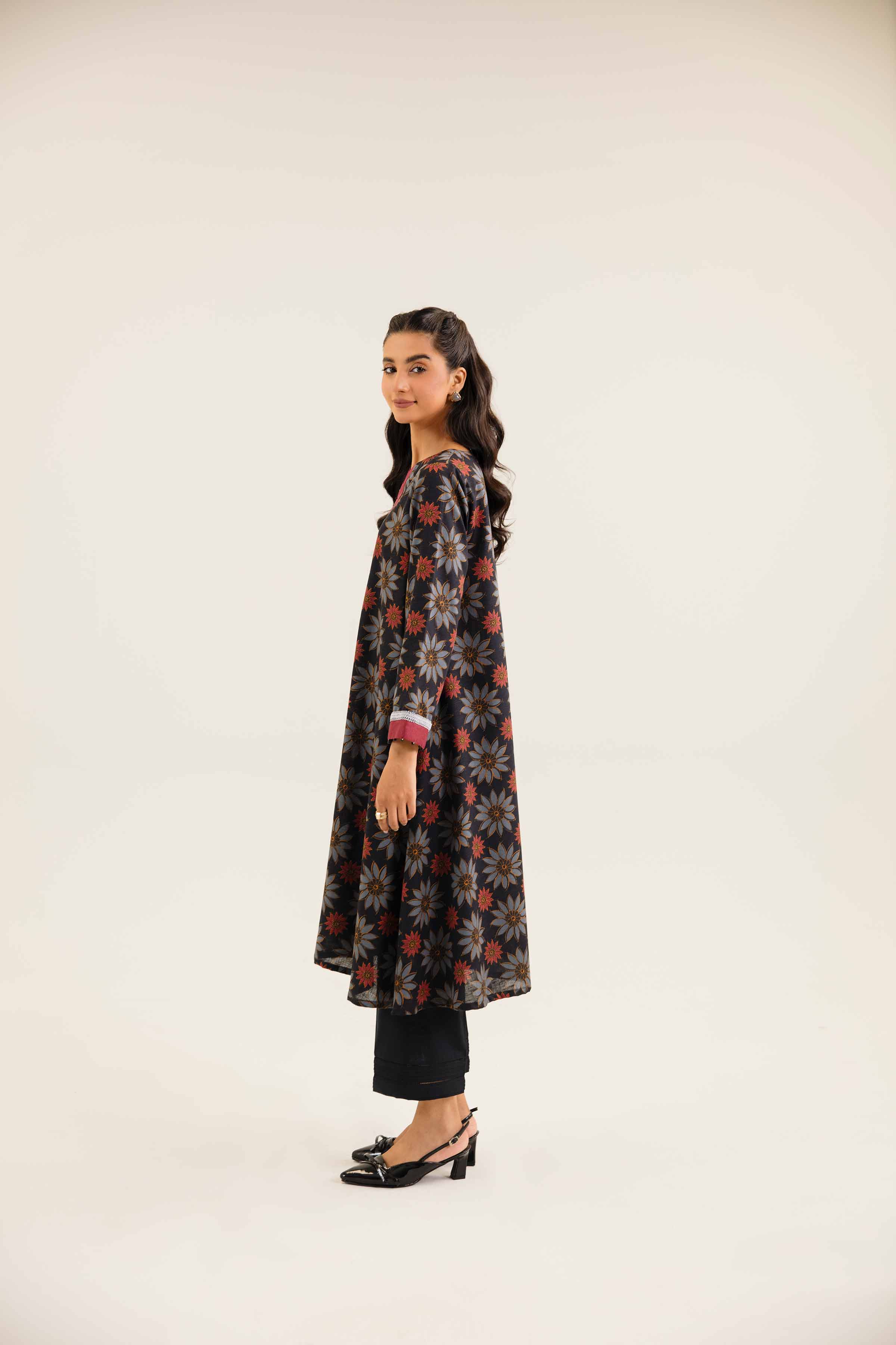 NishatUK - Black Printed  Karandi 1-piece ready to wear Shirt