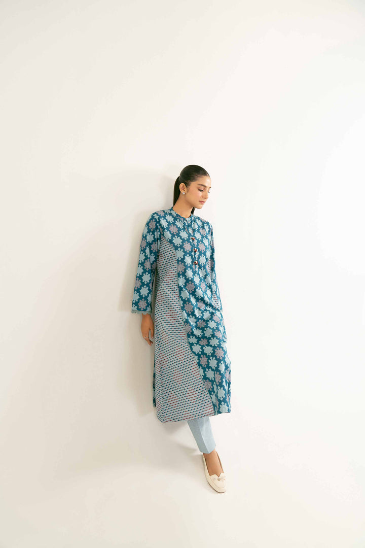 Printed Karandi Teal Suit