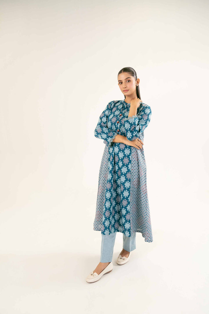 Printed Karandi Teal Suit