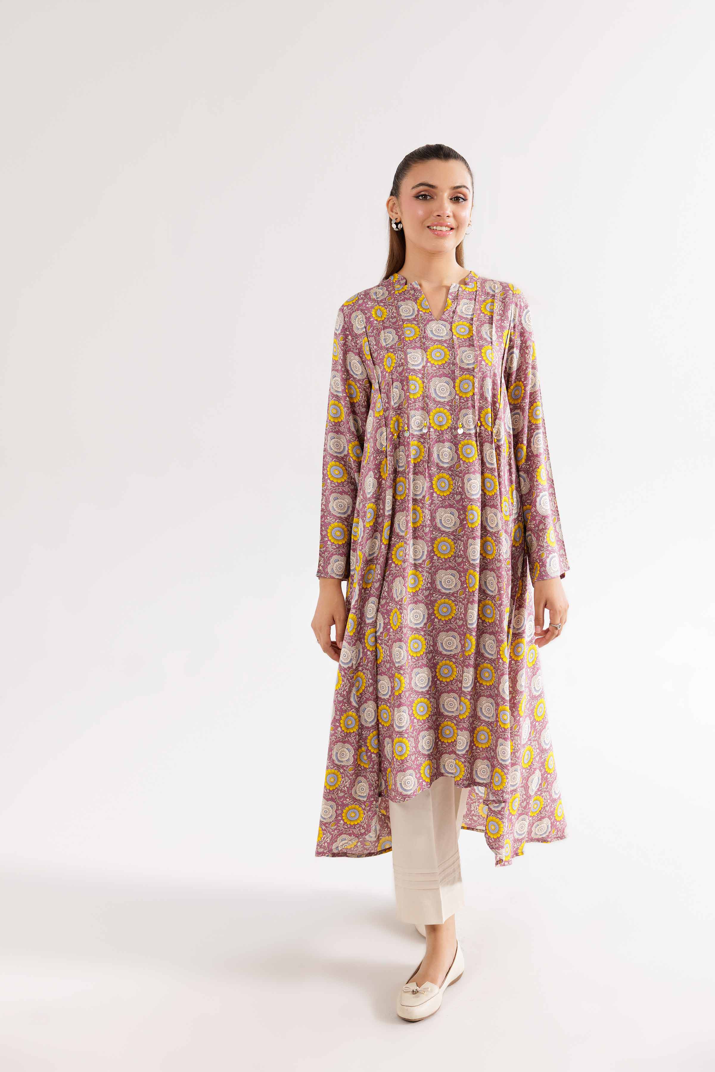 NishatUK - Pink Printed Linen 1-piece ready to wear Shirt