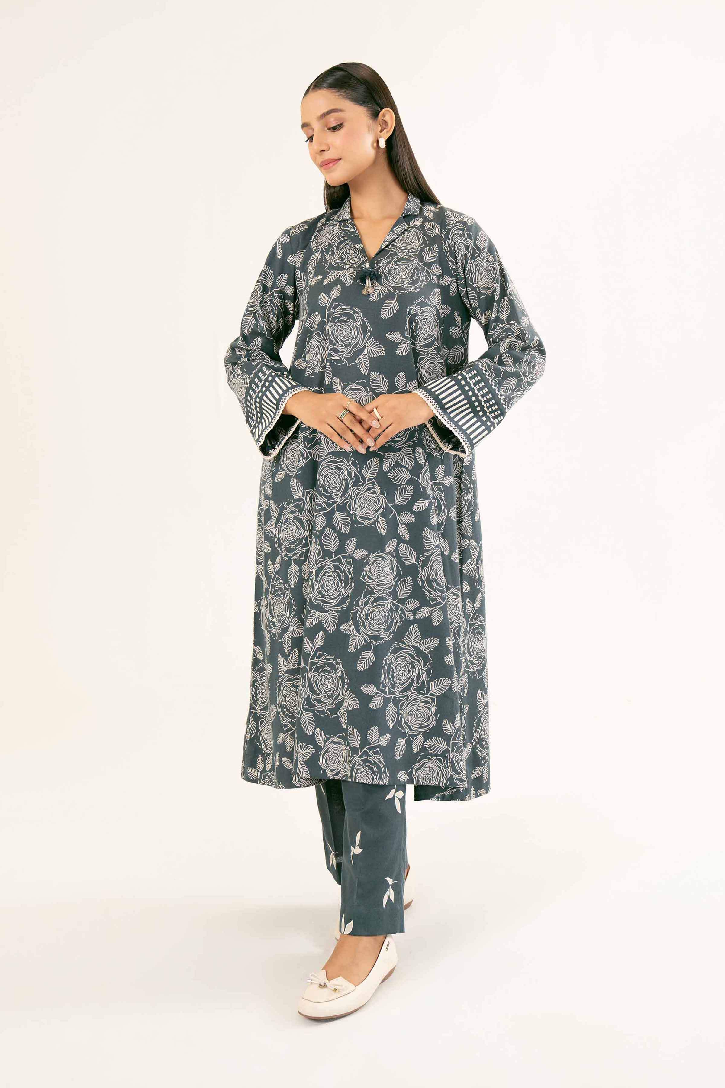 NishatUK - Brown Printed  Karandi 2-piece ready to wear Dress