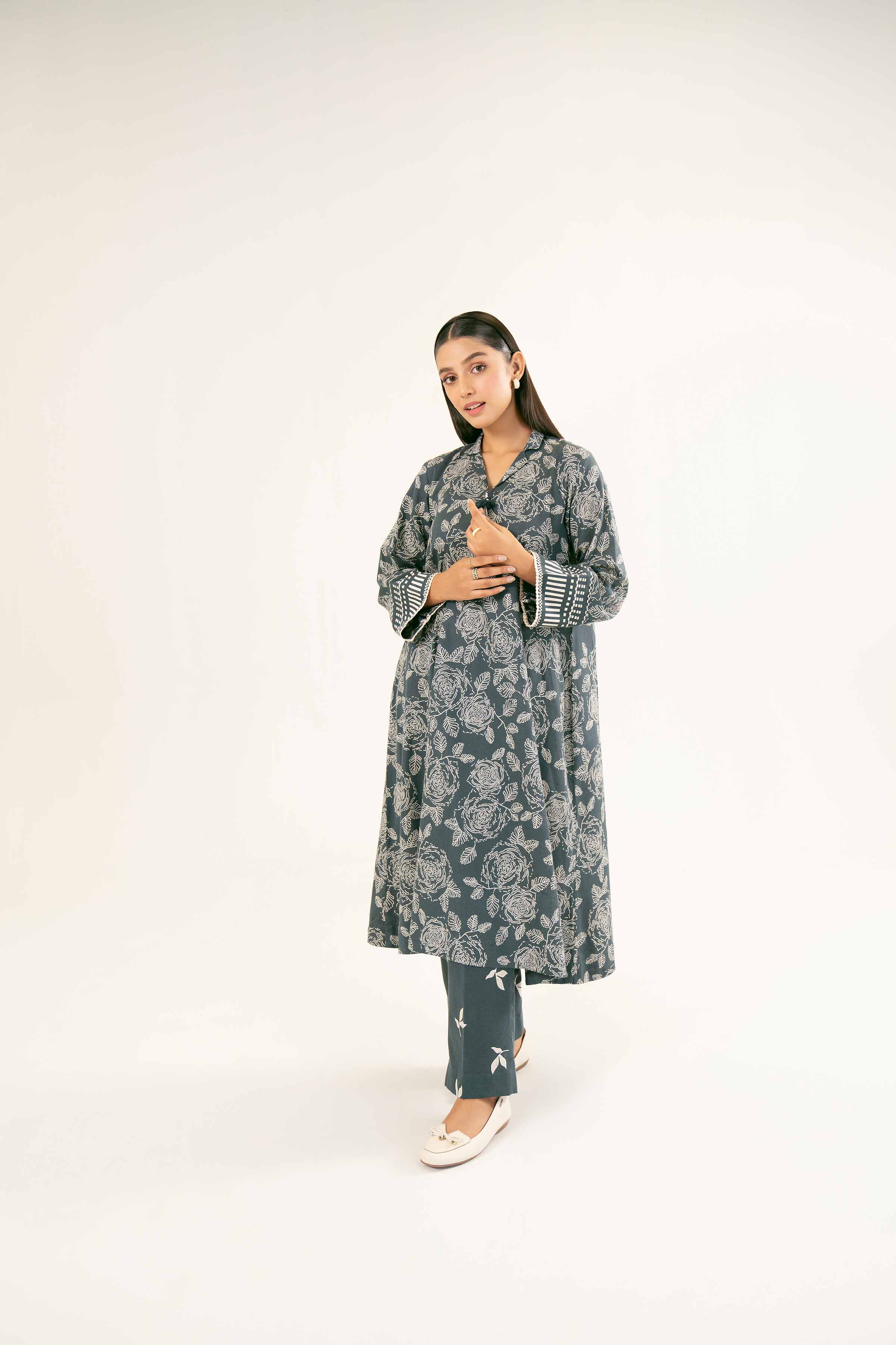 NishatUK - Brown Printed  Karandi 2-piece ready to wear Dress