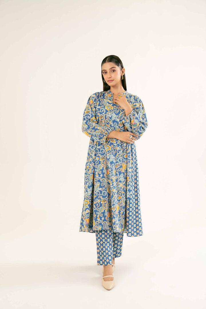 Printed Blue Karandi Suit