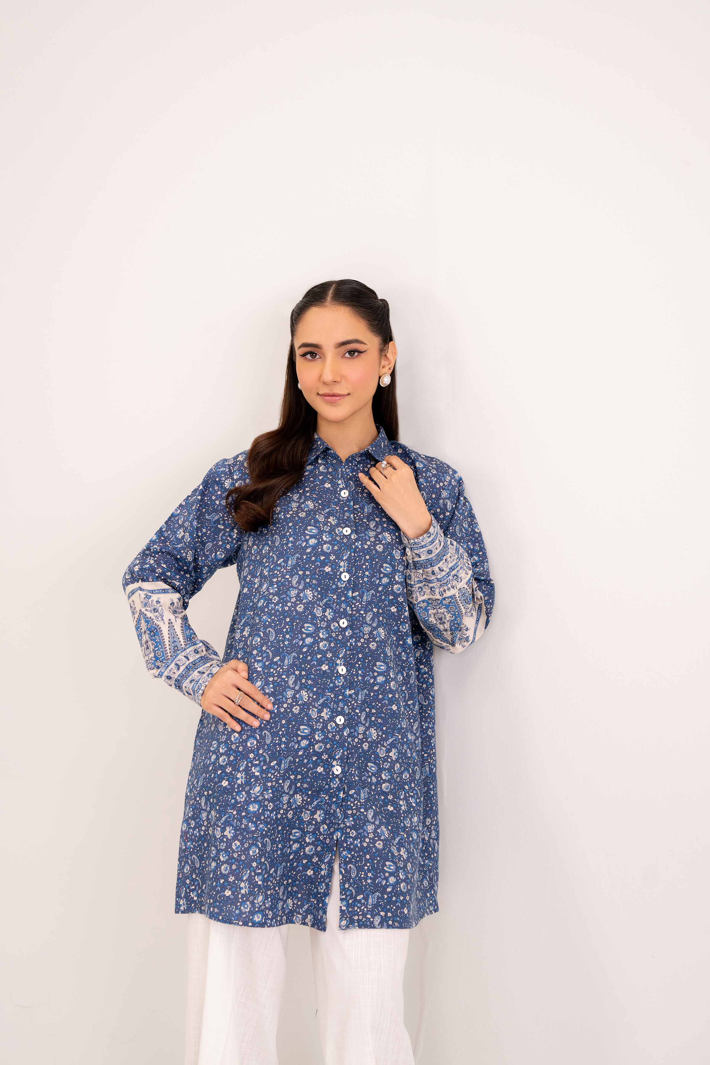NishatUK - Blue Printed  Karandi 1-piece ready to wear Tunic