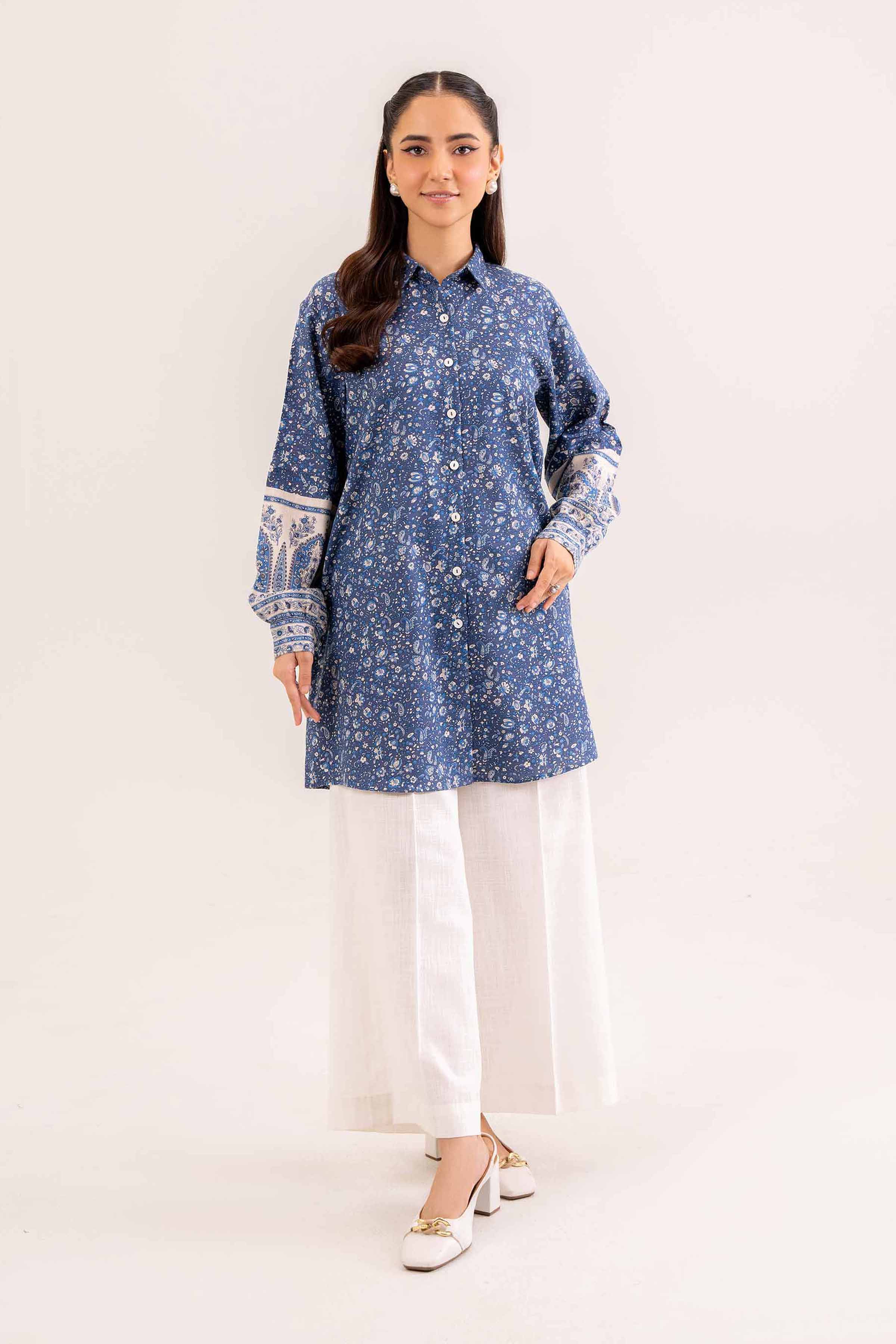 NishatUK - Blue Printed  Karandi 1-piece ready to wear Tunic