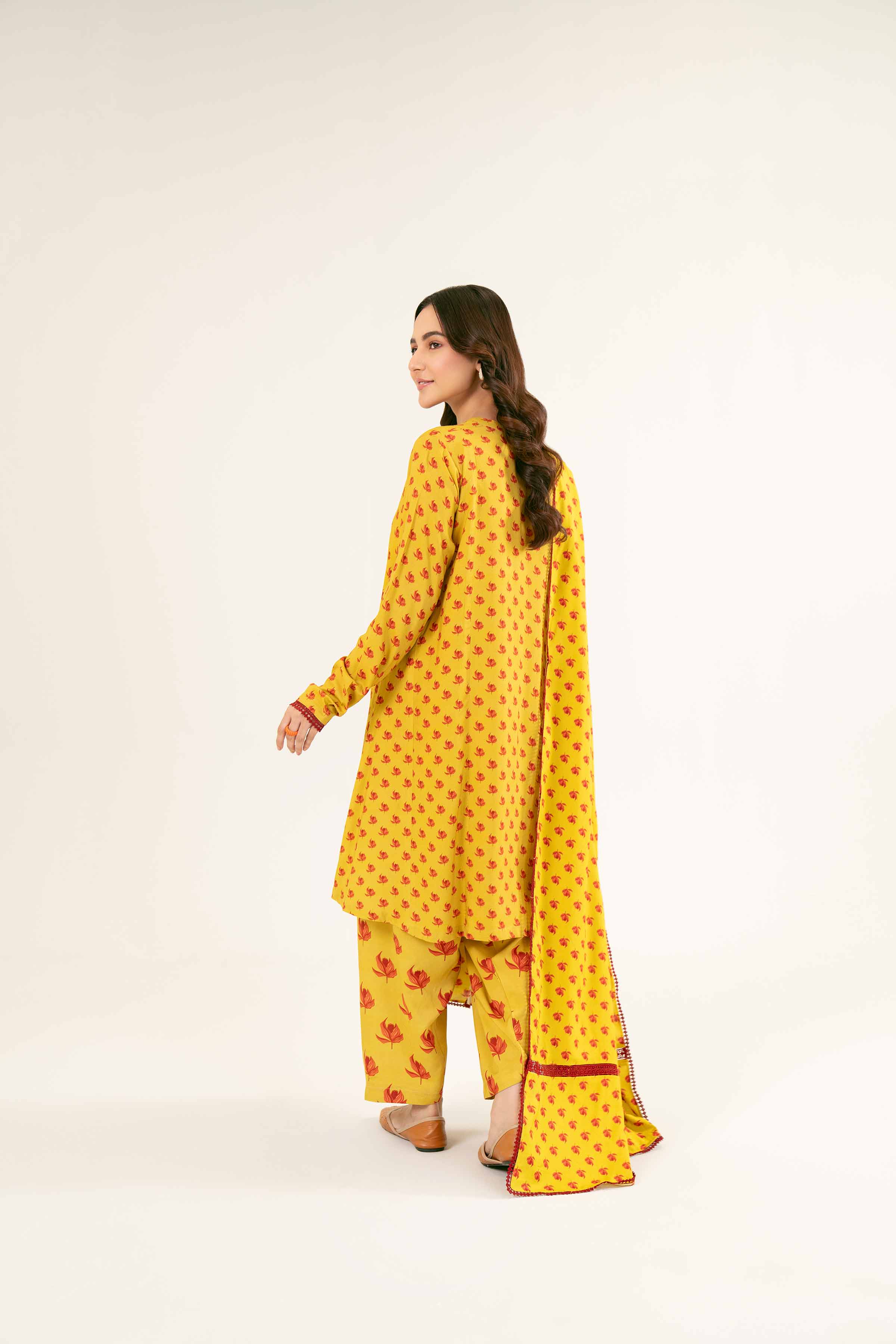 NishatUK - Brown Printed Linen 3-piece ready to wear Suit